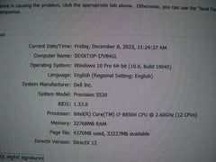 Dell Precision 5530 15.6"FHD i7-8850H 4.30Ghz 32GB 512GB Quadro P2000 PWRBattery