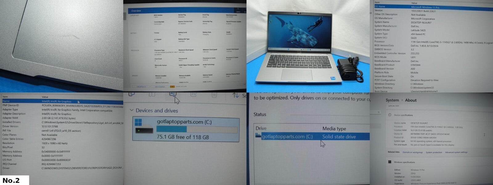 Dell Latitude 5420 14” FHD Intel Core i5-1145G7 2.6GHz 16GB 128GB SSD + Charger - Tested Computer Laptop Parts
