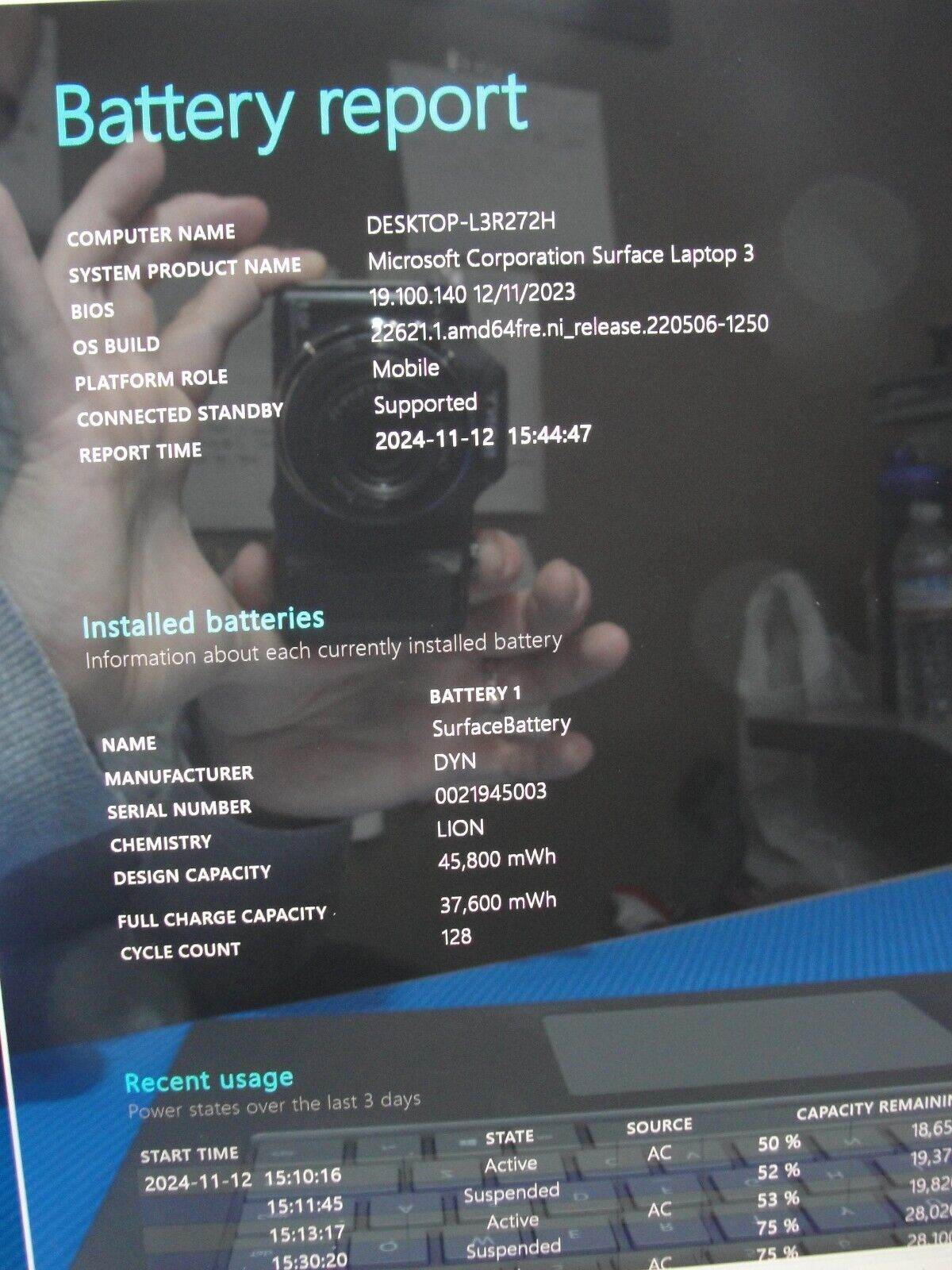 Microsoft Surface Pro1796 12.3”FHD 2.6GHz 4GB 128GB SSD TOUCH+ Charger original - Tested Computer Laptop Parts