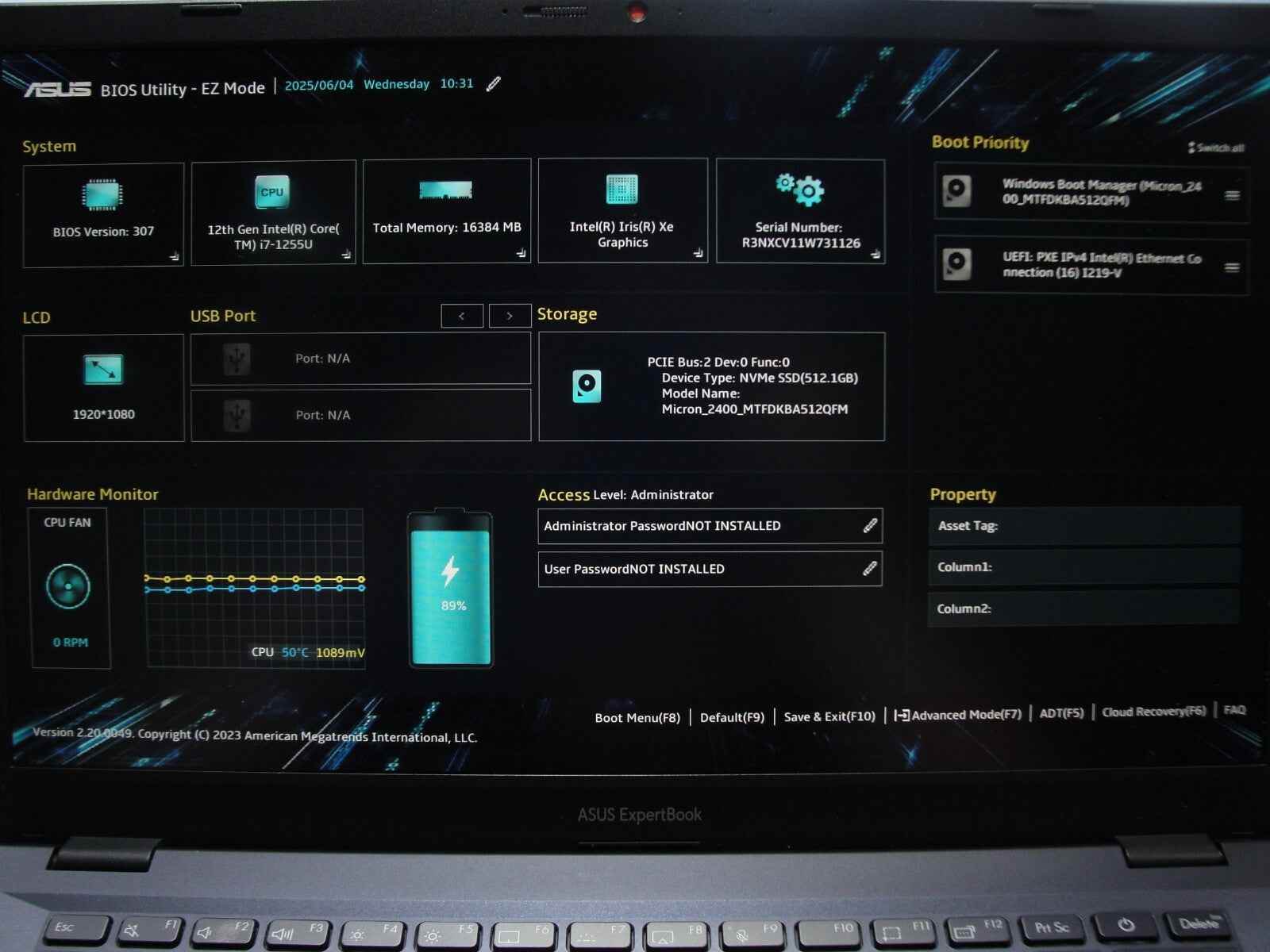Asus ExpertBook B1402CBA 14”FHD Core i7-1255U 1.7GHz 16GB 512GB SSD+Charger - Tested Computer Laptop Parts