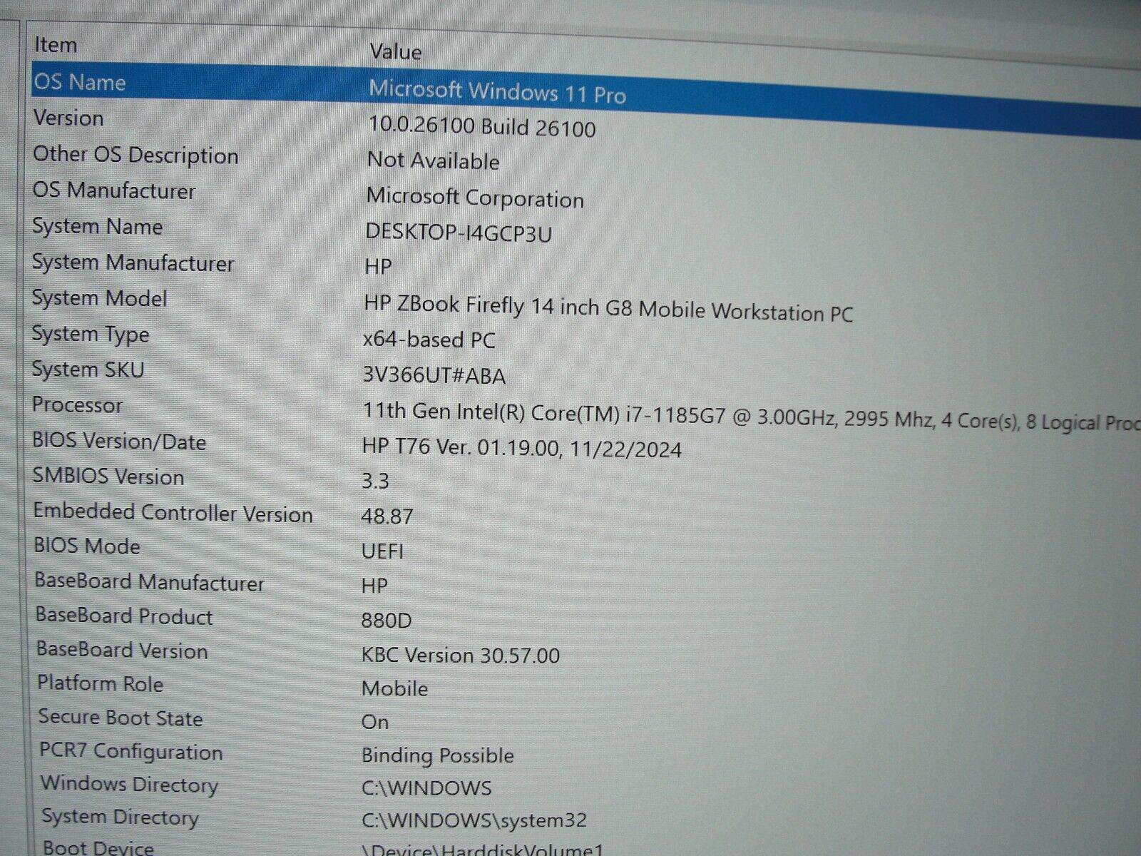 HP ZBook Firefly G8 14”FHD Core i7-1185G7 3GHz 16GB SSD Reset 512GB +Charer - Tested Computer Laptop Parts