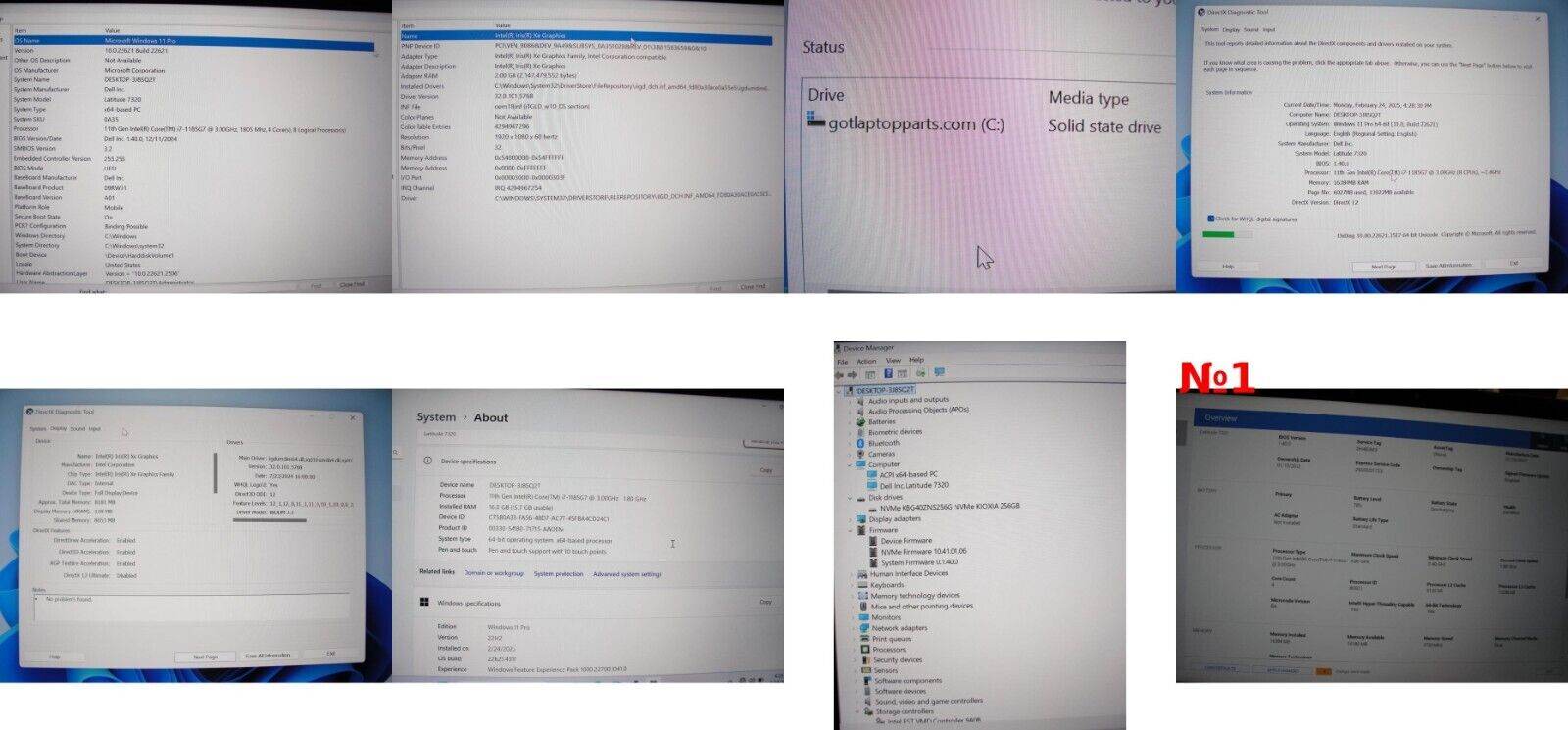 Dell Latitude 7320 13.3” FHD Intel Core i7-1185G7 3GHz 16GB SSD Reset 256GB - Tested Computer Laptop Parts