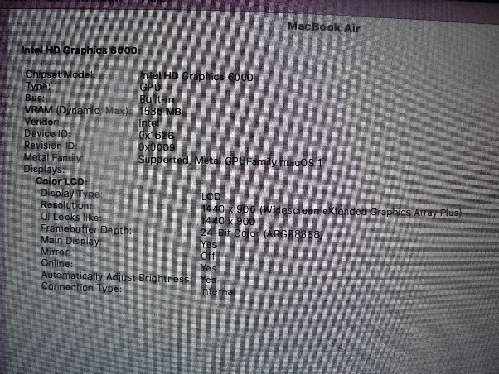 Apple Macbook Air A1466 (2017)13”HD Intel Core i5-5350U 1.8GHz 8GB 128GB SSD - Tested Computer Laptop Parts