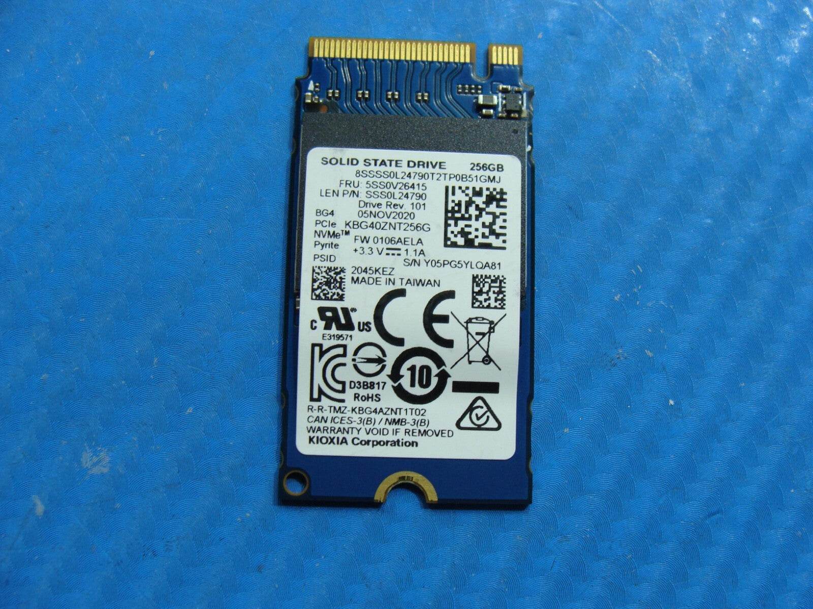 Lenovo T14 Kioxia 256GB M.2 NVME SSD Solid State Drive KBG40ZNT256G 5SS0V26415 - Tested Computer Laptop Parts