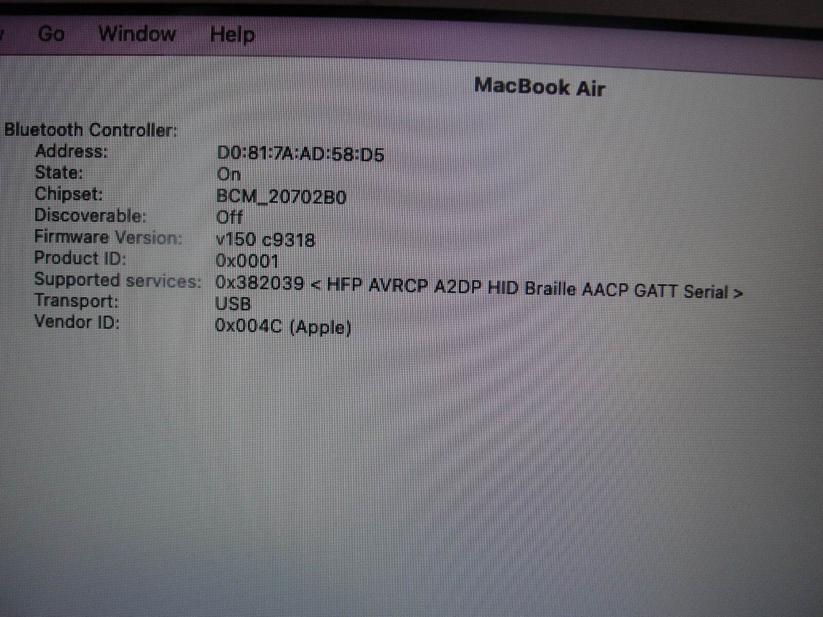 Apple Macbook Air A1466 (2017)13”HD Intel Core i5-5350U 1.8GHz 8GB 128GB SSD - Tested Computer Laptop Parts