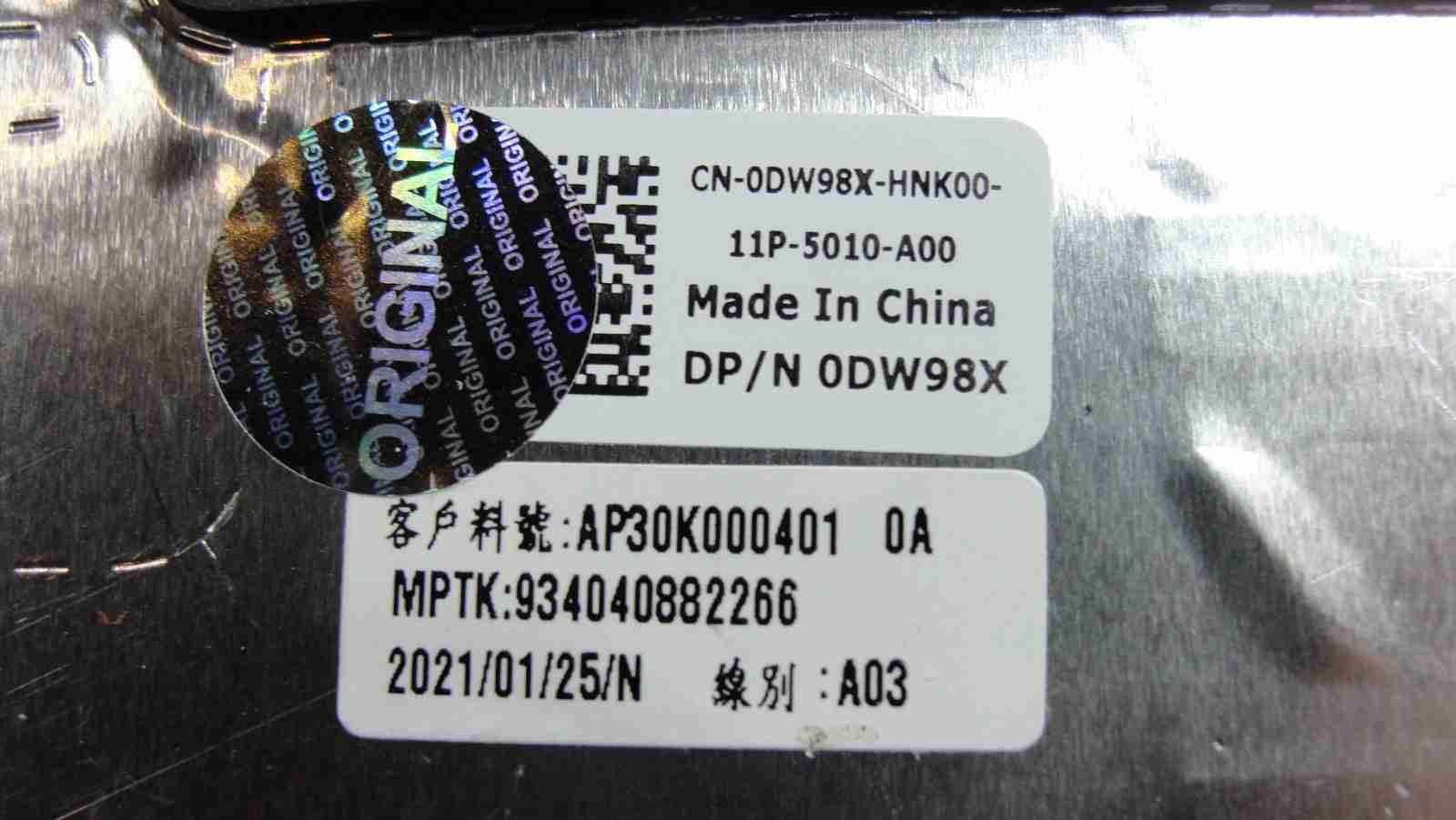 Dell Latitude 14” 5420 Genuine LCD Back Cover w/Front Bezel DW98X AP30K000401 - Tested Computer Laptop Parts