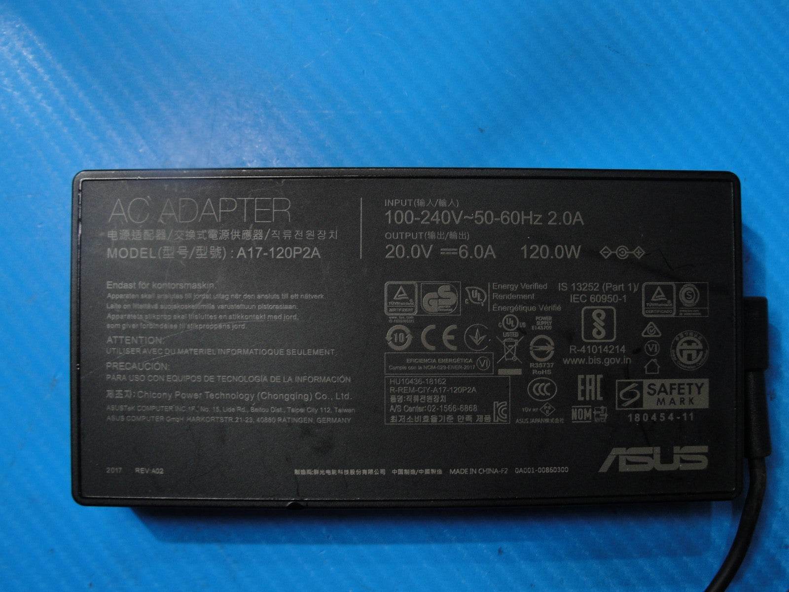 120W 20V 6A P/N: A17-120P2A AC Adapter Compatible Asus - Tested Computer Laptop Parts