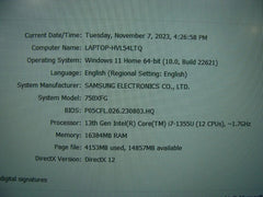 SAMSUNG GALAXY BOOK 3 15.6"FHD Intel i7-1355U 1.7Ghz 16GB 512GB SSD WRTY 11/2024