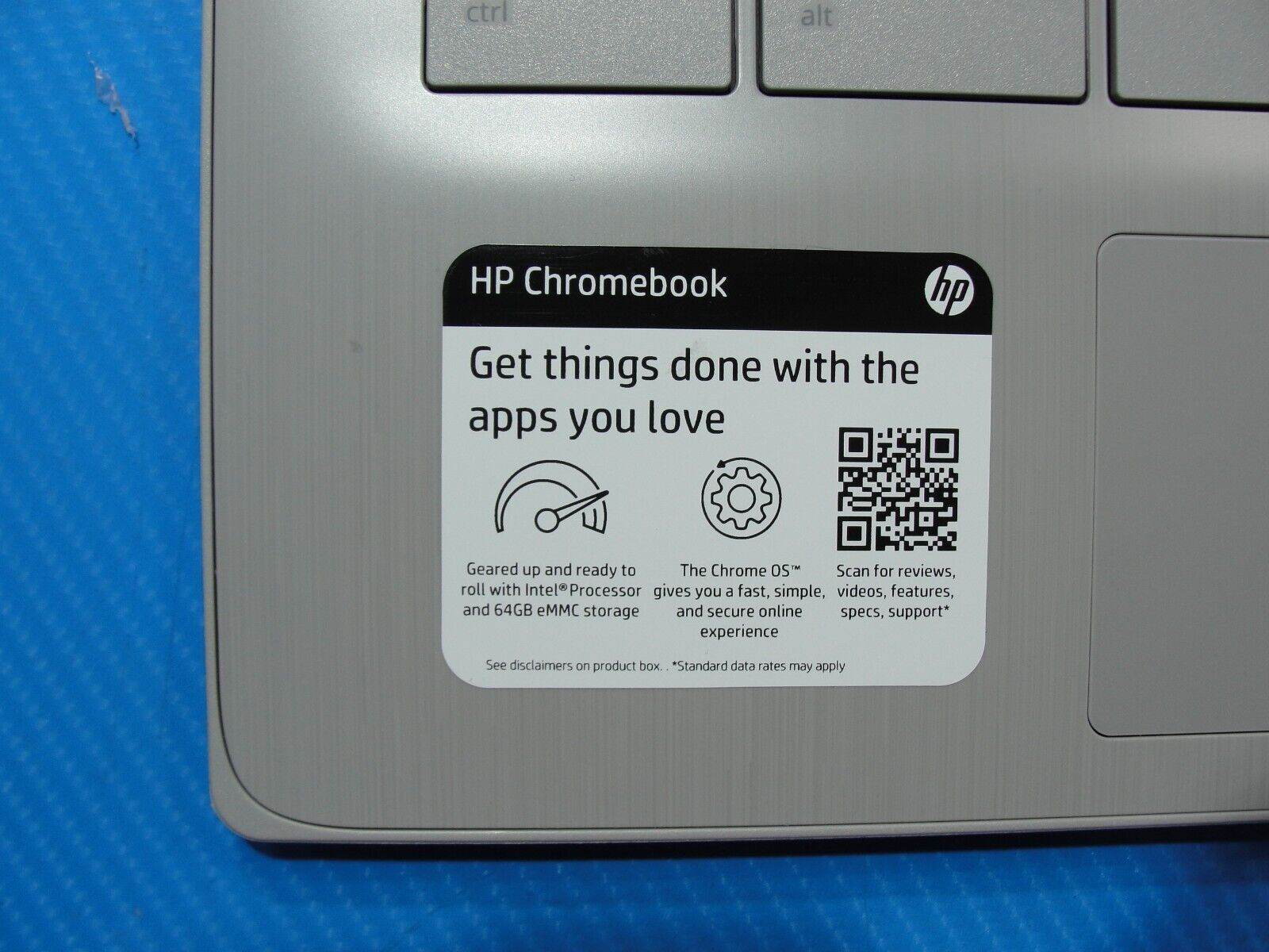 HP Chromebook 14a-NA0013DX Celeron N4120 4GB RAM, 64GB SSD Charger PWR battery - Tested Computer Laptop Parts