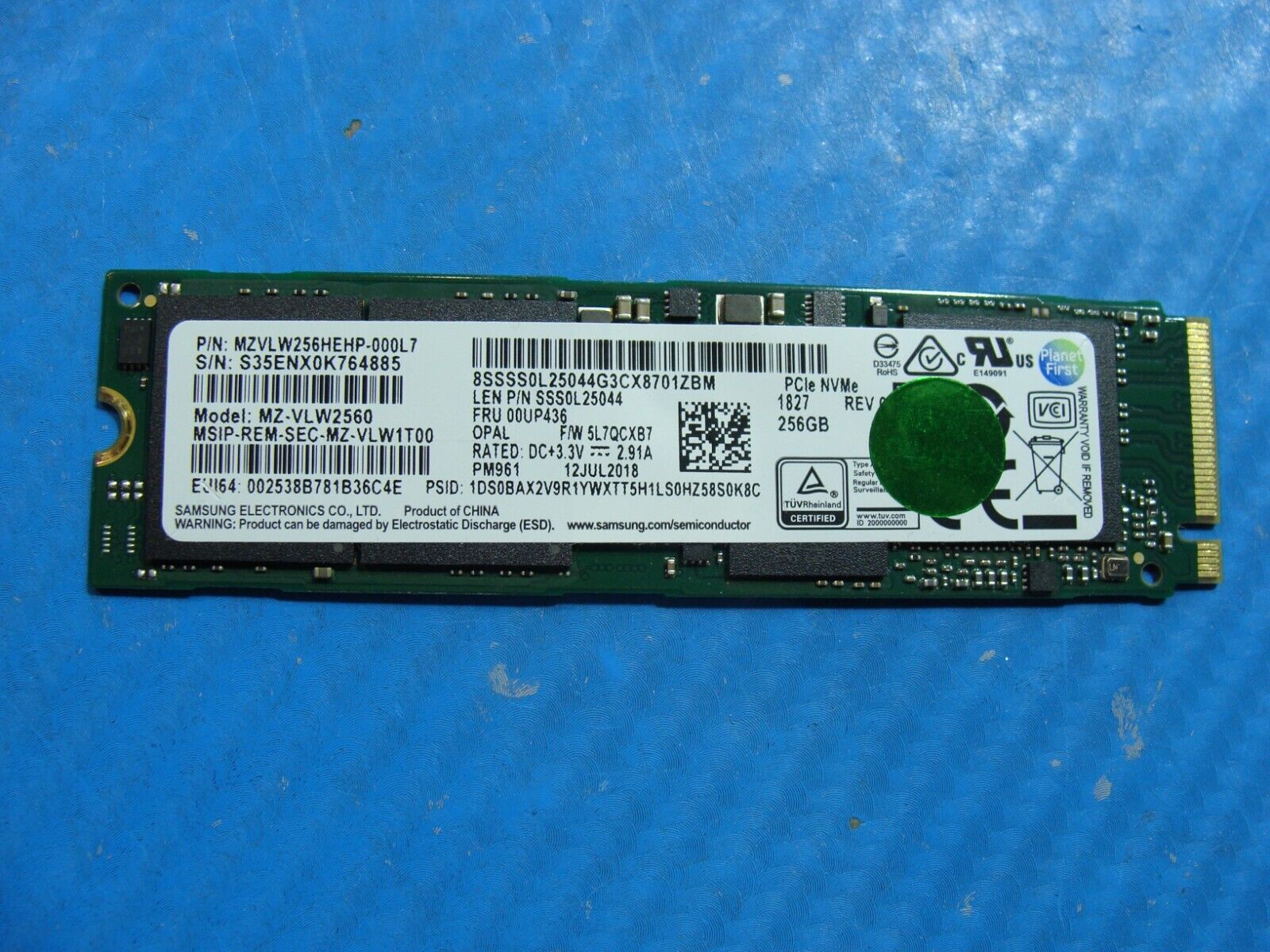 Lenovo T490s Samsung 256GB NVME M.2 SSD Solid State Drive MZVLW256HEHP-000L7