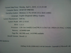 Dell XPS 13 9310 Laptop FHD+ Intel i5-1135G7 2.4GHz 16GB 256GB EXCELLENT BATTERY - Tested Computer Laptop Parts