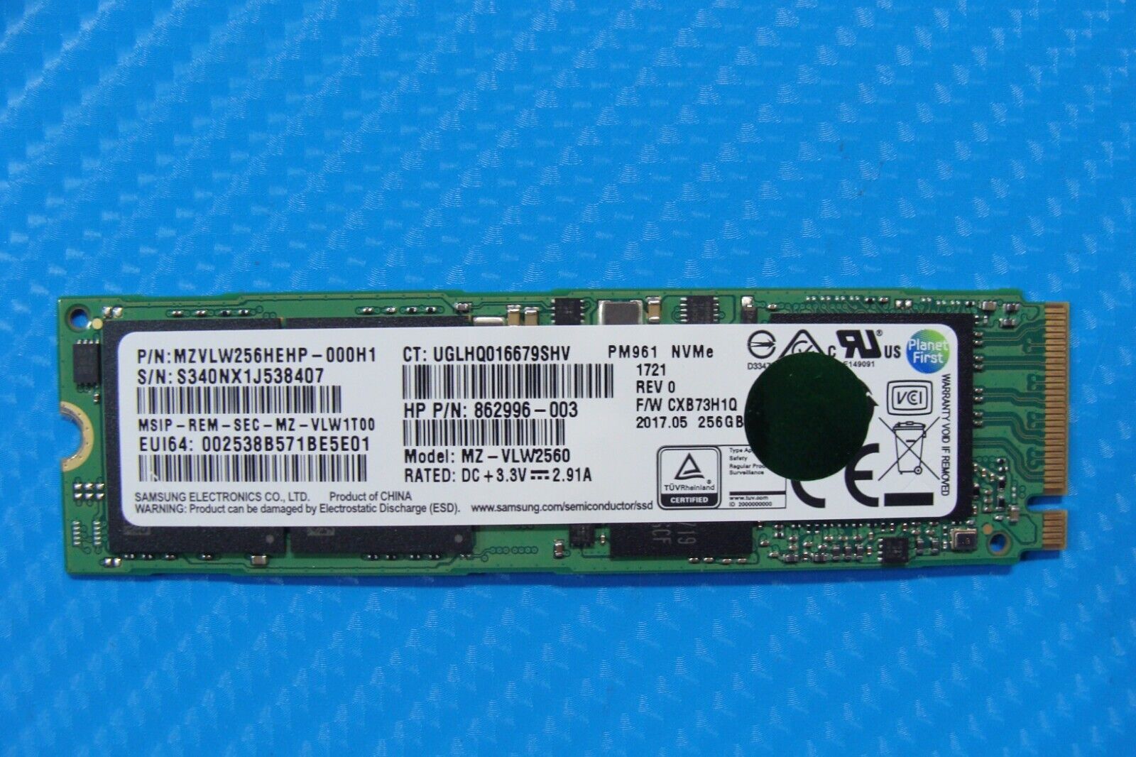 HP 1012 G2 Samsung 256GB NVMe M.2 SSD Solid State Drive MZVLW256HEHP-000H1