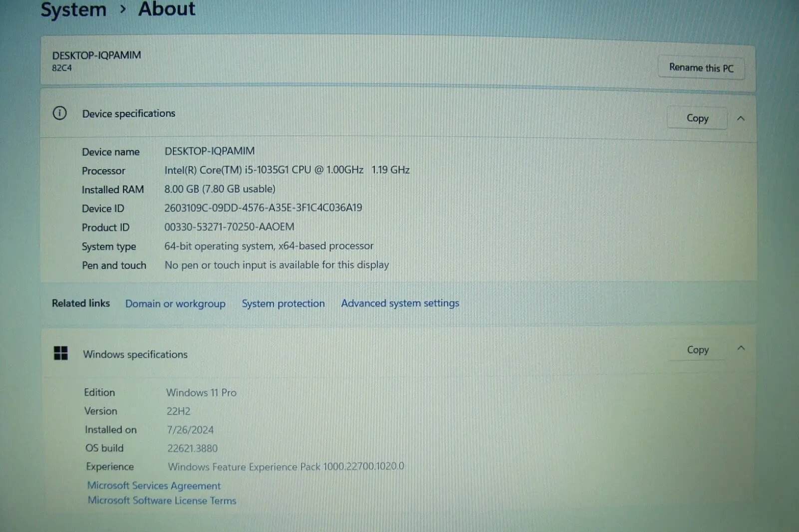 Lenovo V14-IIL FHD Intel Core i5-1035G1 1GHz 8GB 256GB SSD+ Original Charger - Tested Computer Laptop Parts