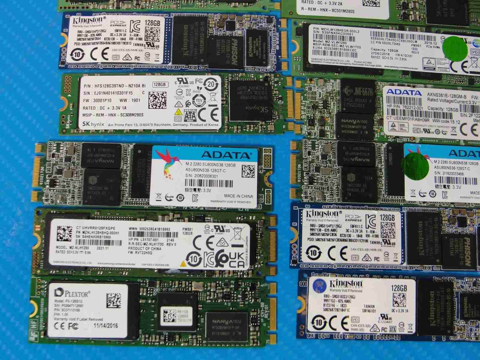 LOT of 25x Internal 128/256 GB PCIe NVMe M2 2280 Solid State Drive SSD MIX BRAND - Tested Computer Laptop Parts