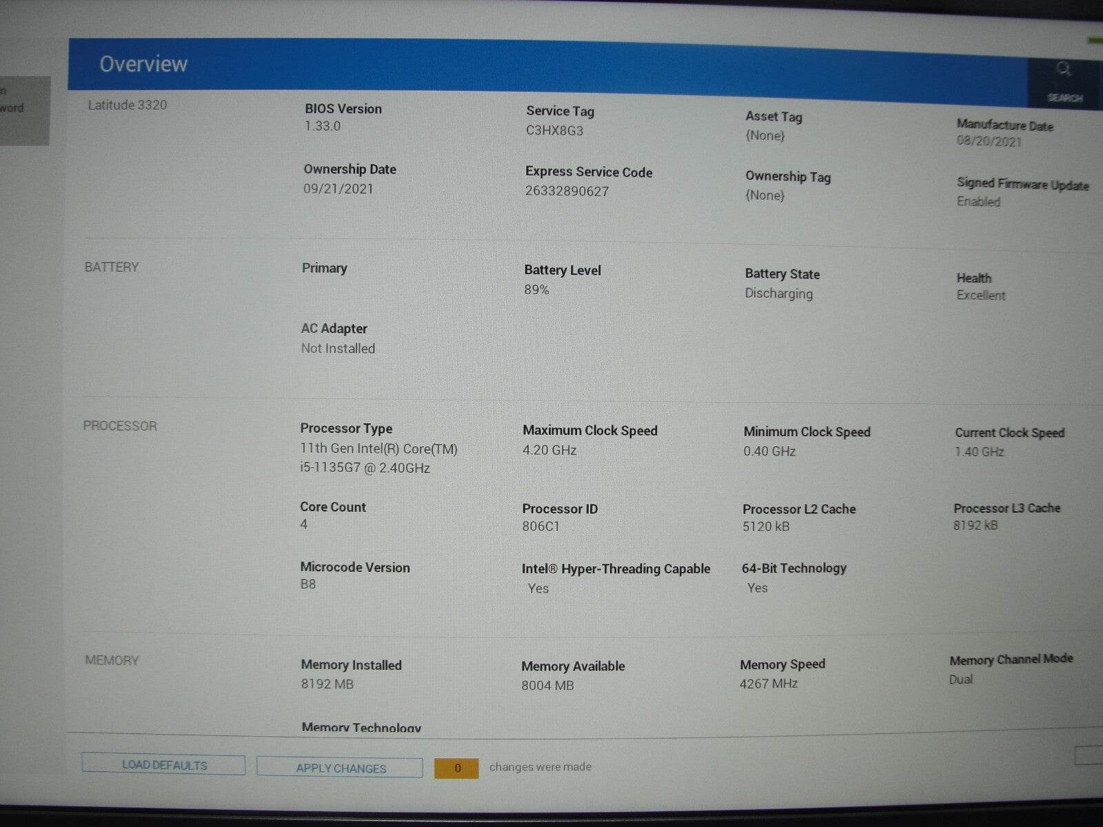 Dell Latitude 3320 13.3” FHD Intel Core i5-1135G7 2.4GHz 8GB 256GB SSD + Charger - Tested Computer Laptop Parts