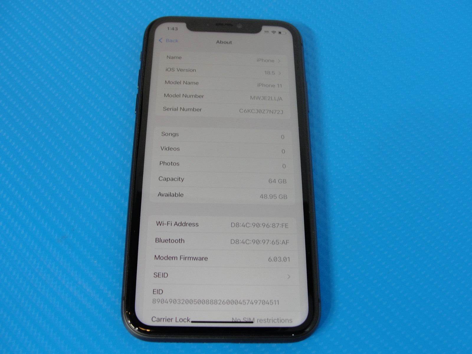 Apple iPhone 11 A2111 Unlocked 64GB Black /Dual SIM -eSIM /GOOD - Tested Computer Laptop Parts