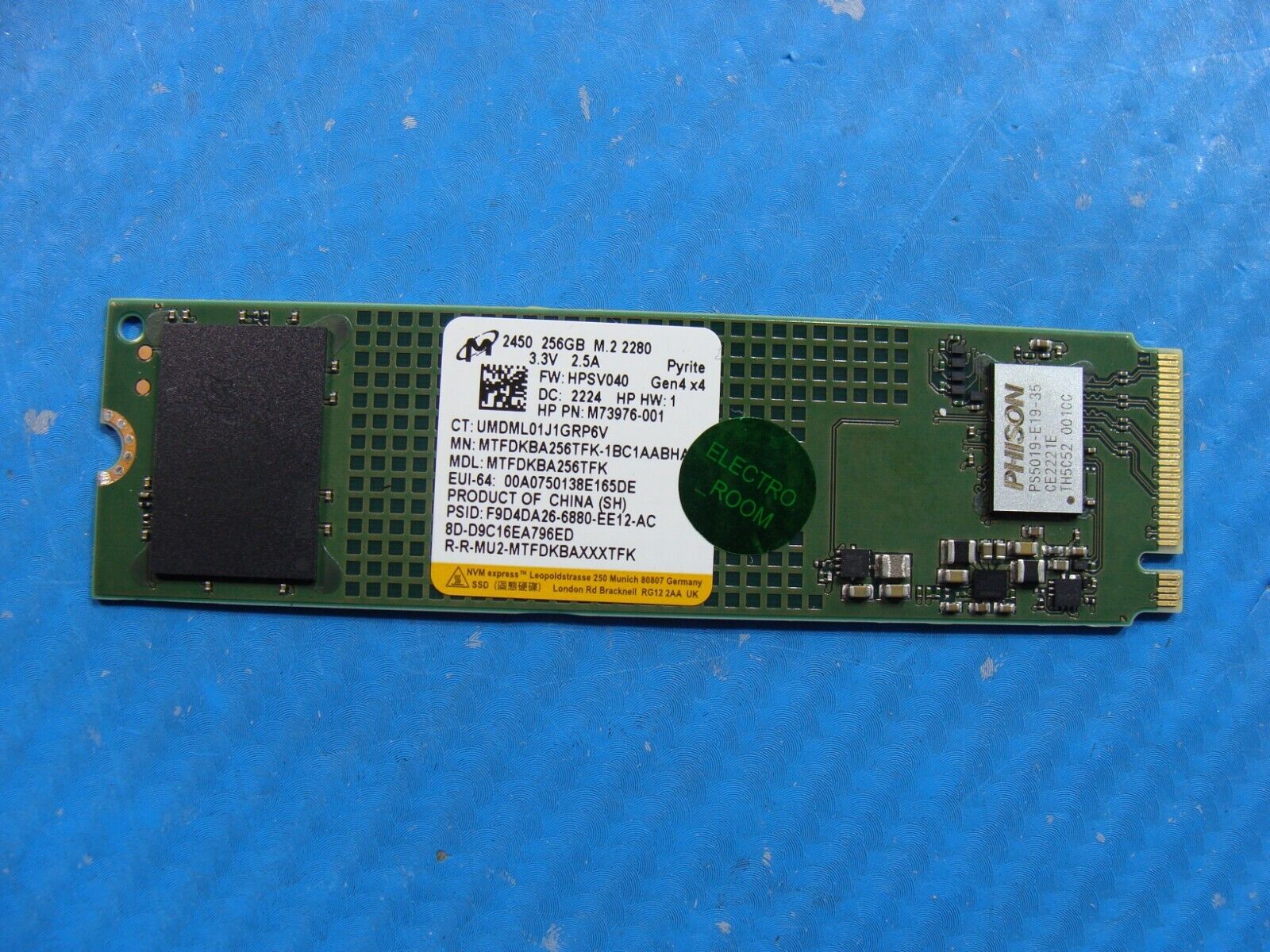 HP 845 G9 Micron 256GB NVMe M.2 SSD Solid State Drive MTFDKBA256TFK-1BC1AABHA