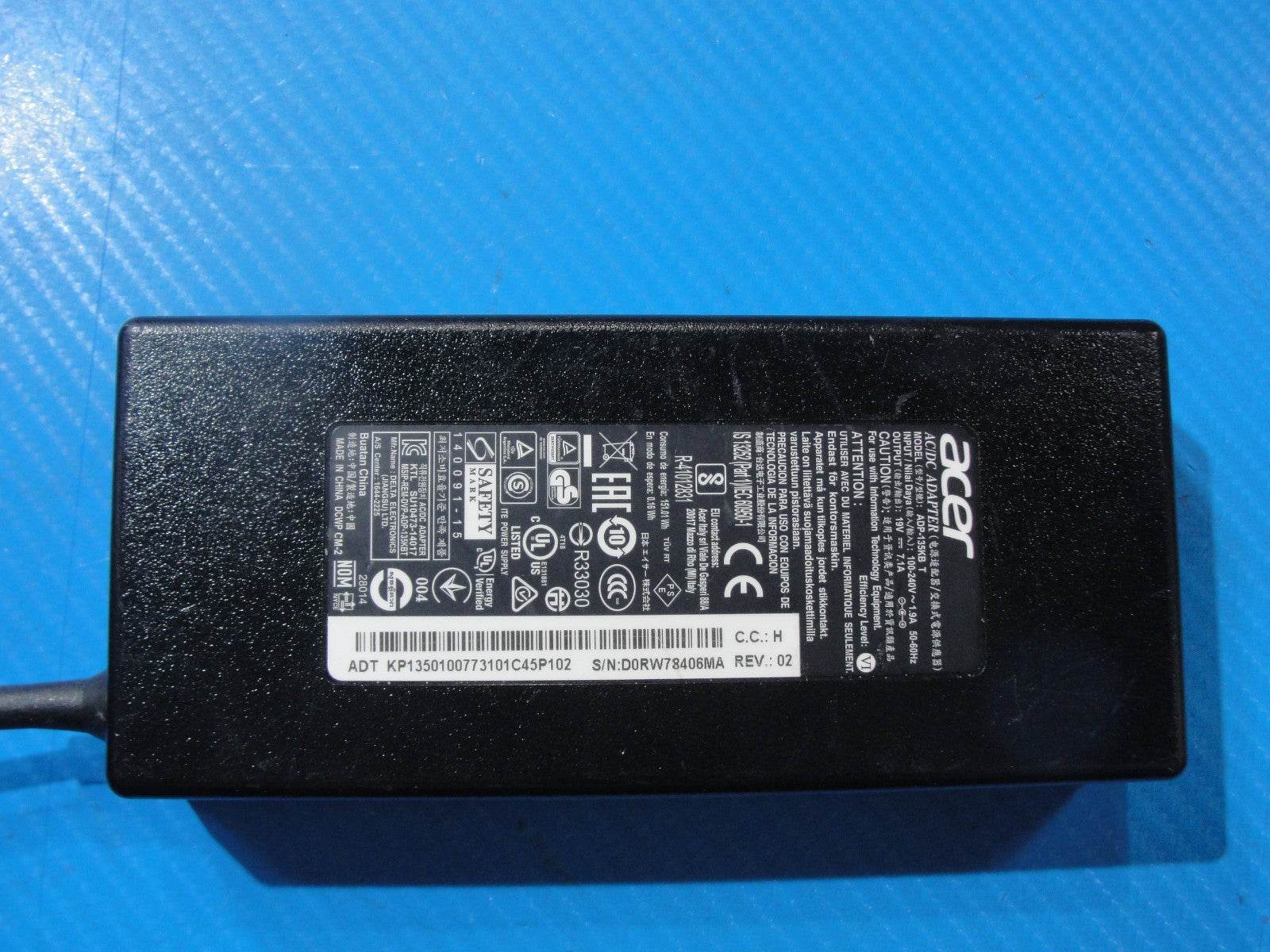 Genuine Acer 135W AC Adapter Charger – 19V 7.1A – 5.5mm × 1.7mm Purple Tip - Tested Computer Laptop Parts