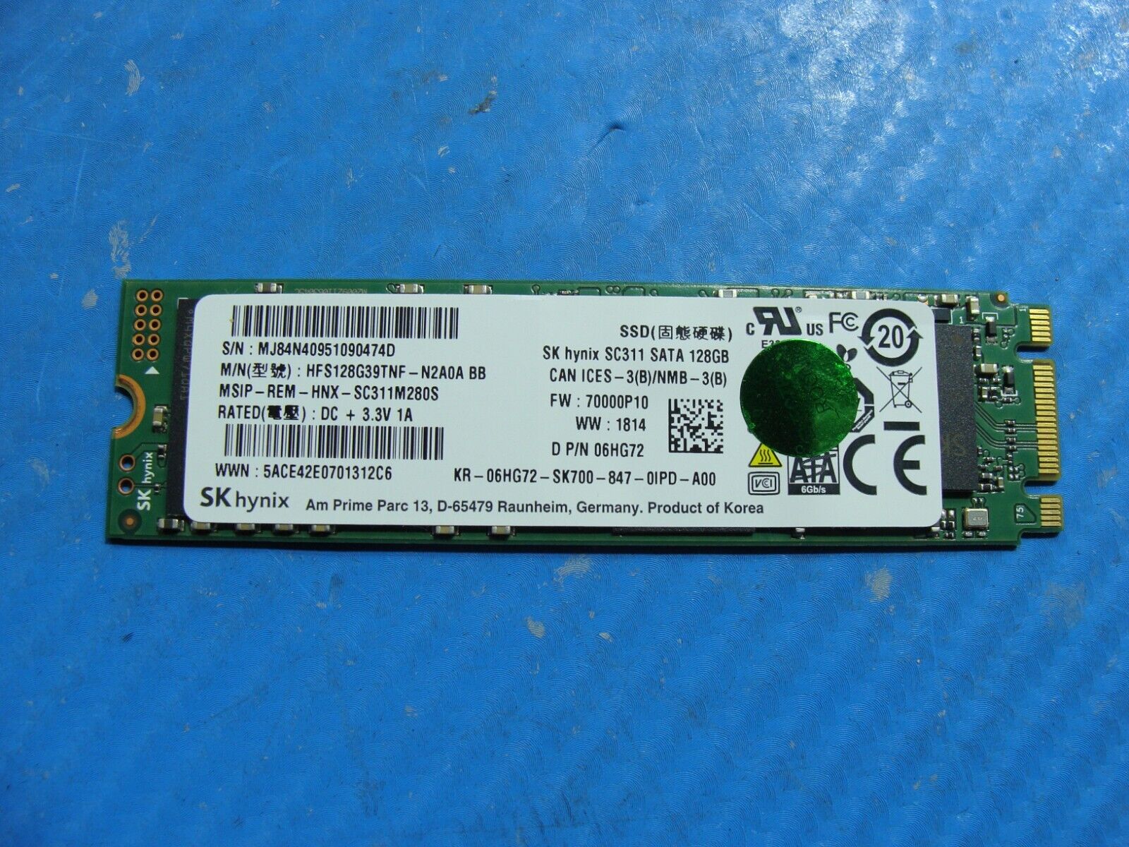 Dell G7 7588 SK Hynix 128GB M.2 SSD Solid State Drive HFS128G39TNF-N2A0A 6HG72