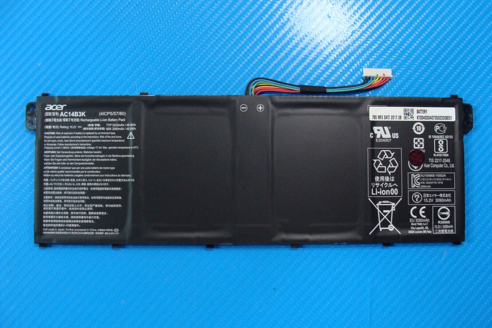 Acer Spin 13.3” SP513-51-53FC Battery 15.2V 48.9Wh 3220mAh AC14B3K KT00403040