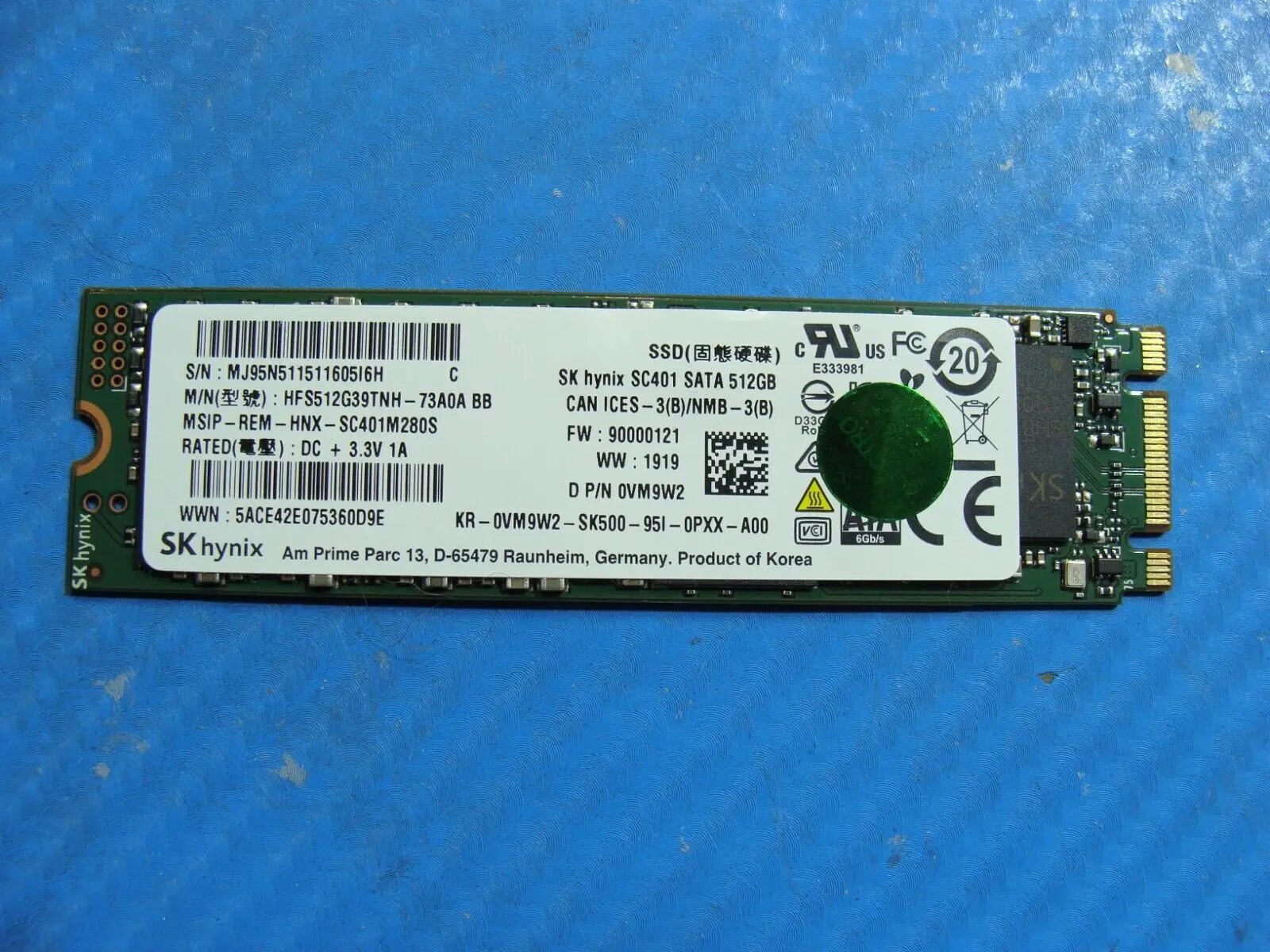 Dell 7490 SK Hynix 512GB SATA M.2 SSD Solid State Drive HFS512G39TNH-73A0A VM9W2