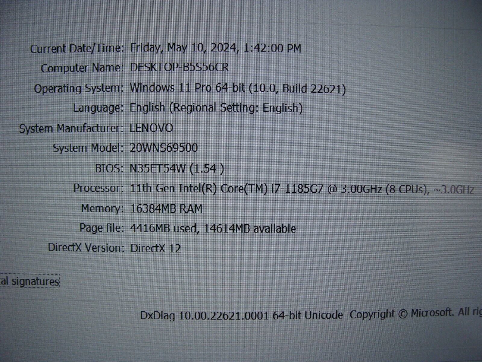 Lenovo ThinkPad T14s Gen2i FHD TOUCH i7-1185G7 3GHZ 16GB 512GB 4 cycles  WRTY/25