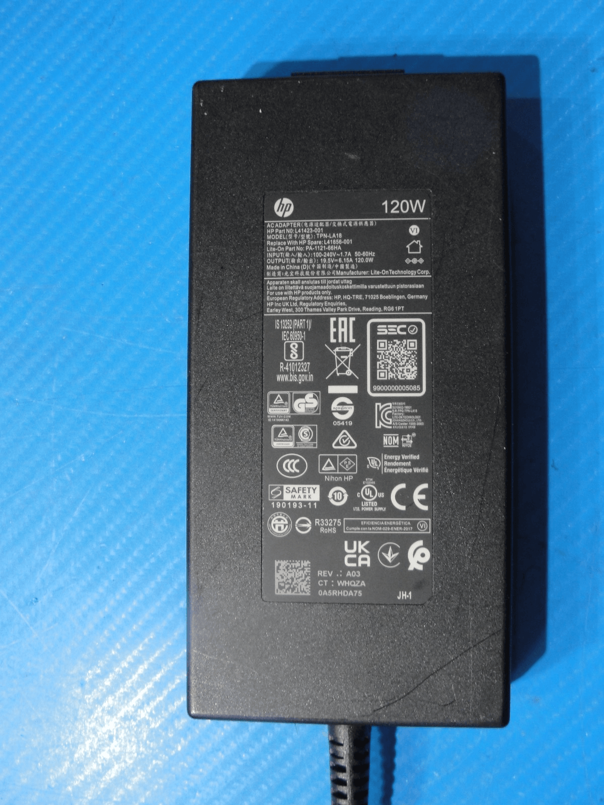 Genuine HP 120W AC Adapter Charger – 19.5V 6.15A – 4.5mm × 3.0 mm Blue Tip - Tested Computer Laptop Parts