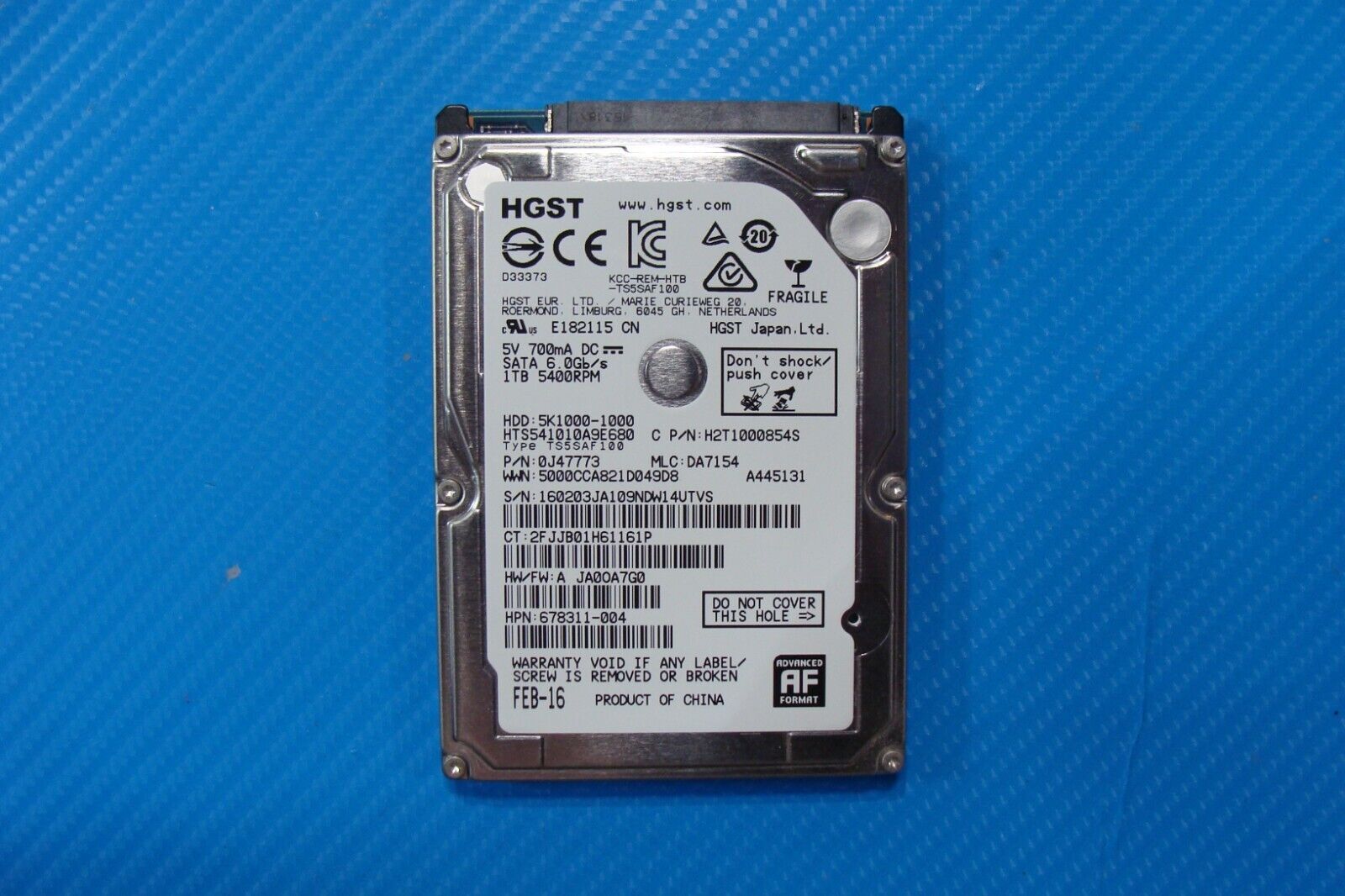 HP m7-u109dx HGST 1TB SATA 2.5 5400RPM HDD Hard Drive HTS541010A9E680 678311-004