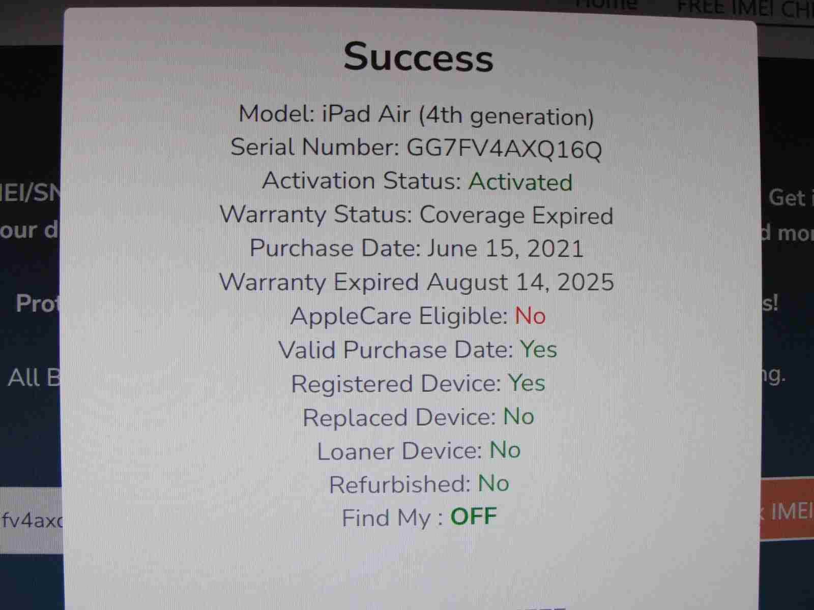 Broken WiFi Only Apple iPad Air 4th Gen 64GB 18.5 MYFN2LL/A Read - Tested Computer Laptop Parts