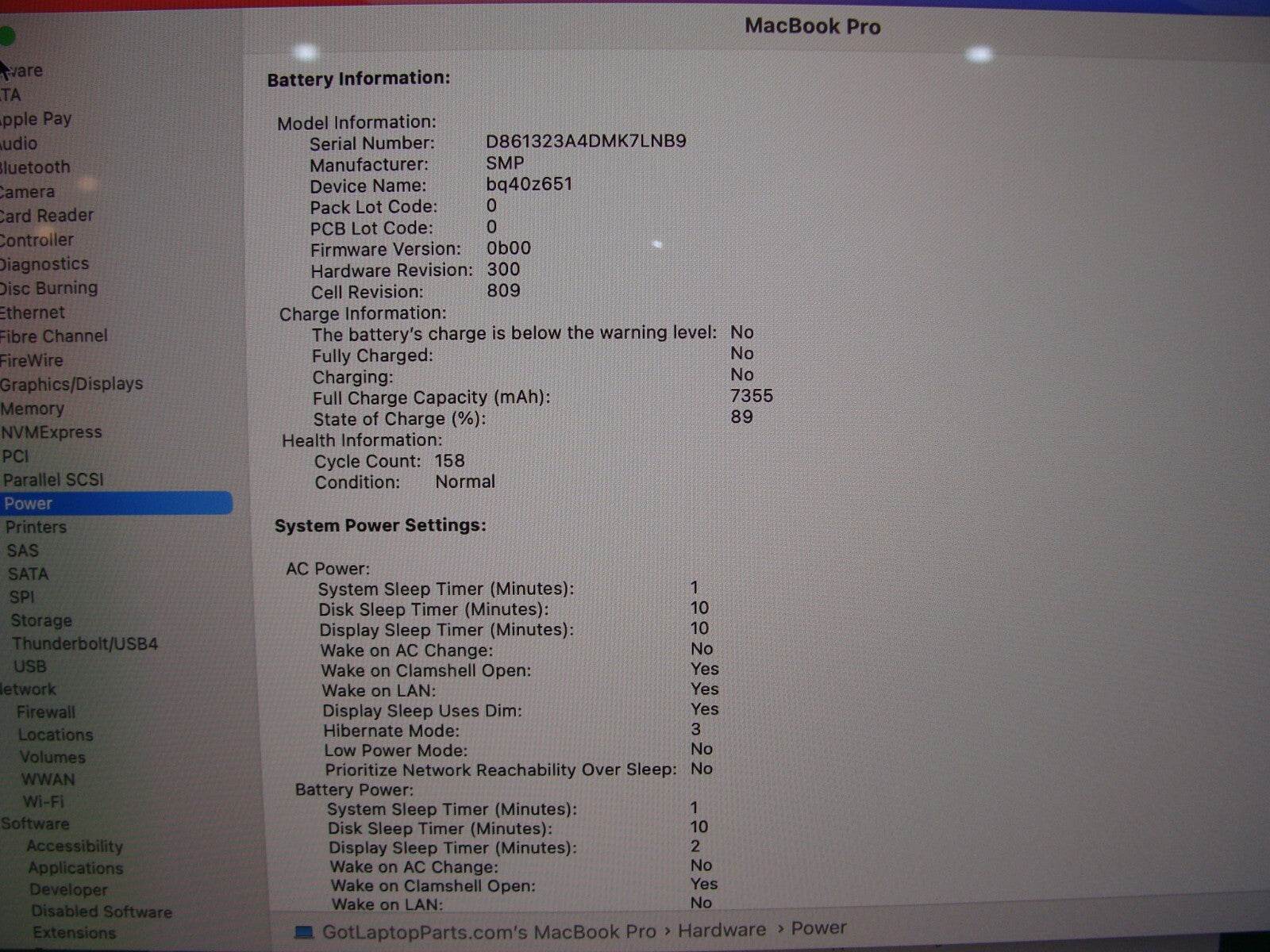 Apple MacBook Pro A2141 2019 i9-9980HK 2.4GHz 32GB 512GB Pro 5300M Excel Battery - Tested Computer Laptop Parts