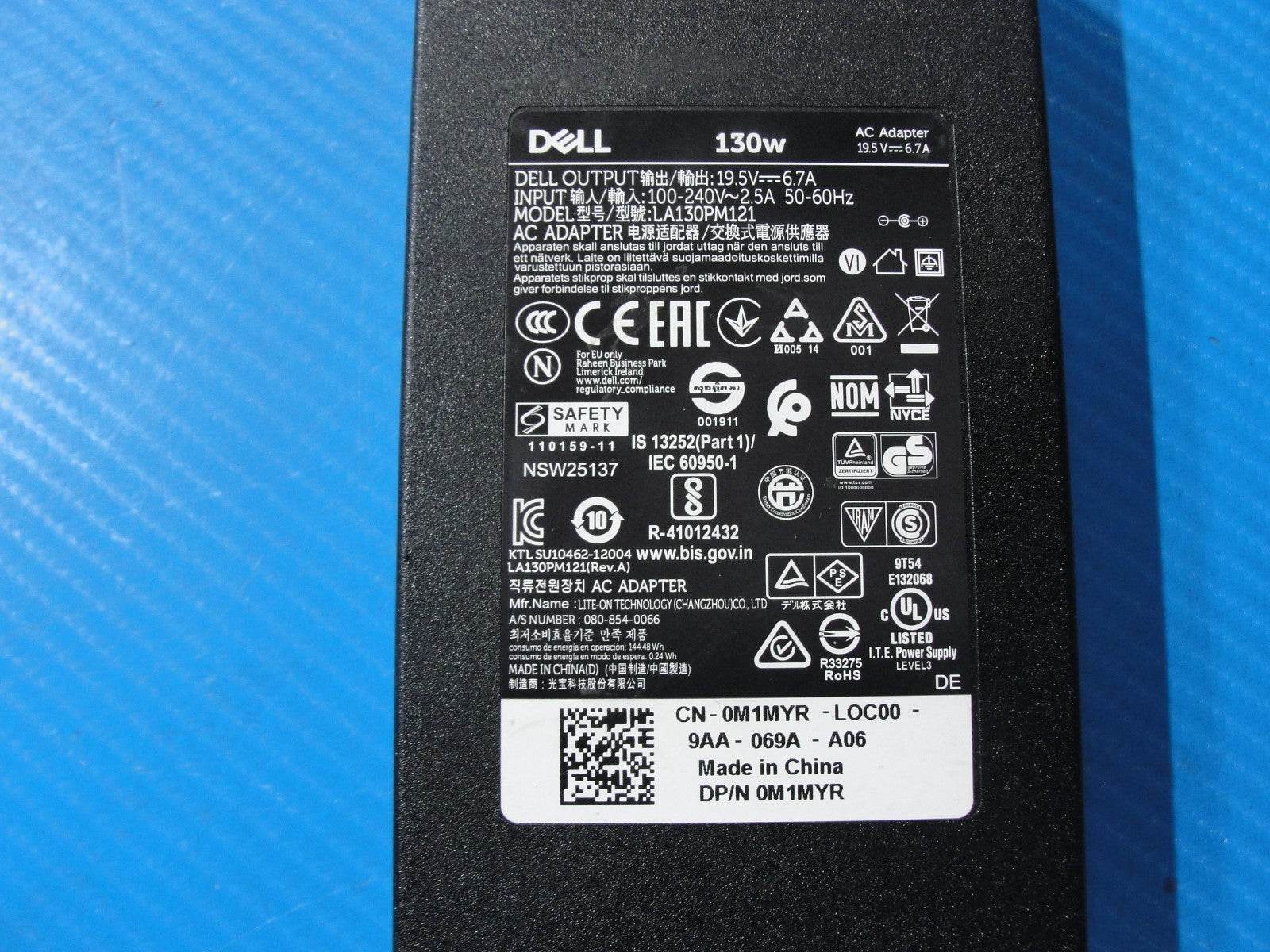 Genuine Dell 130W AC Adapter Charger (19.5V 6.7A) – 4.5mm × 3.0mm Center Pin - Tested Computer Laptop Parts