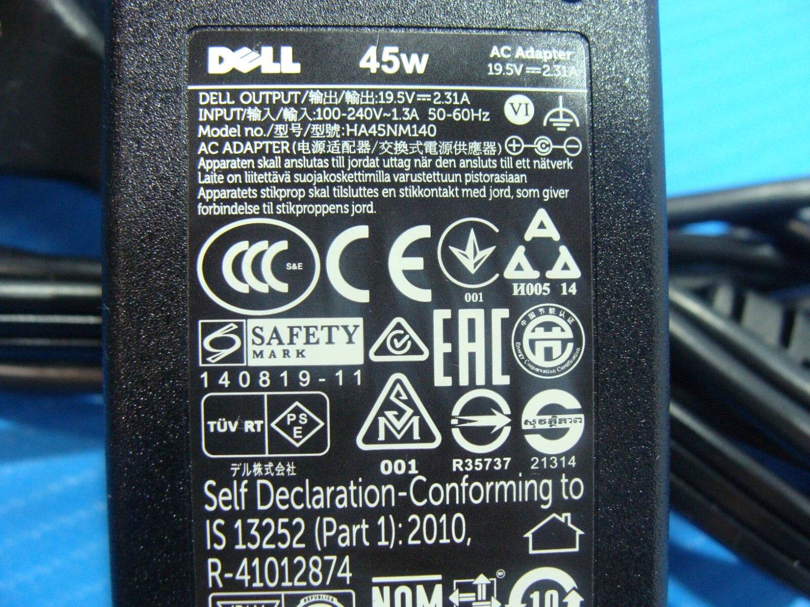 Original Dell 45W AC Adapter Charger 19.5V -2.31A 4.5mm × 3.0mm Tip With Cen Pin - Tested Computer Laptop Parts