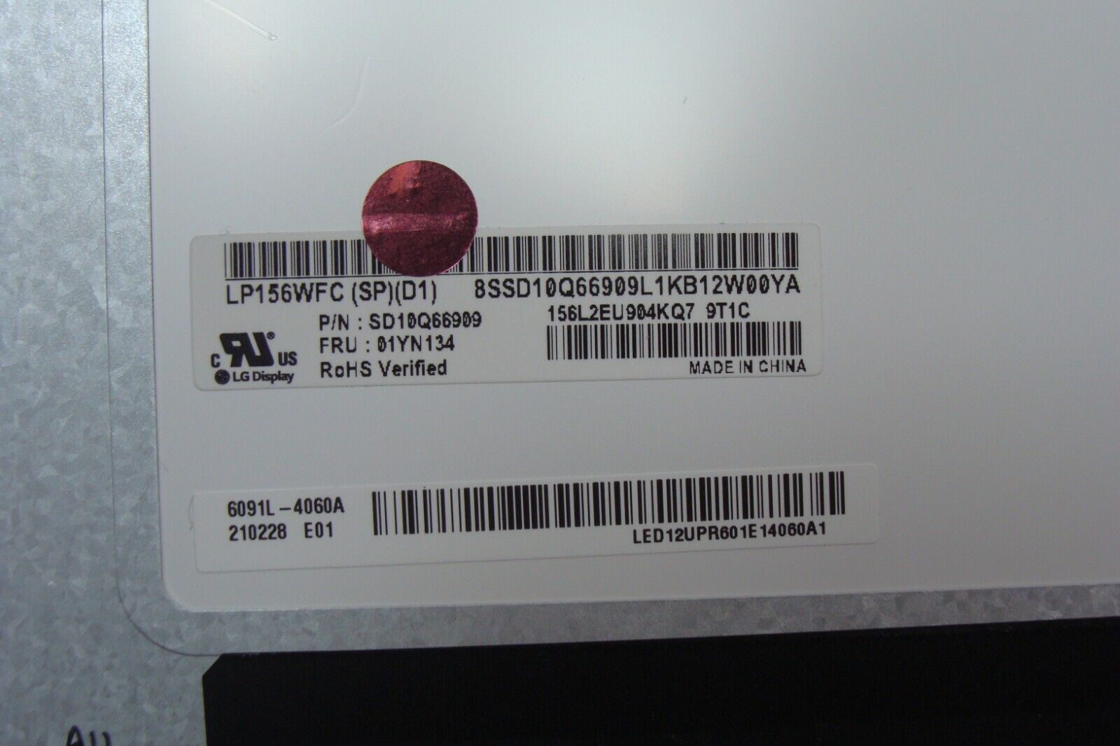 Lenovo ThinkPad 15.6” E15 LG Display FHD LCD Screen LP156WFC (SP) (D1) 01YN134
