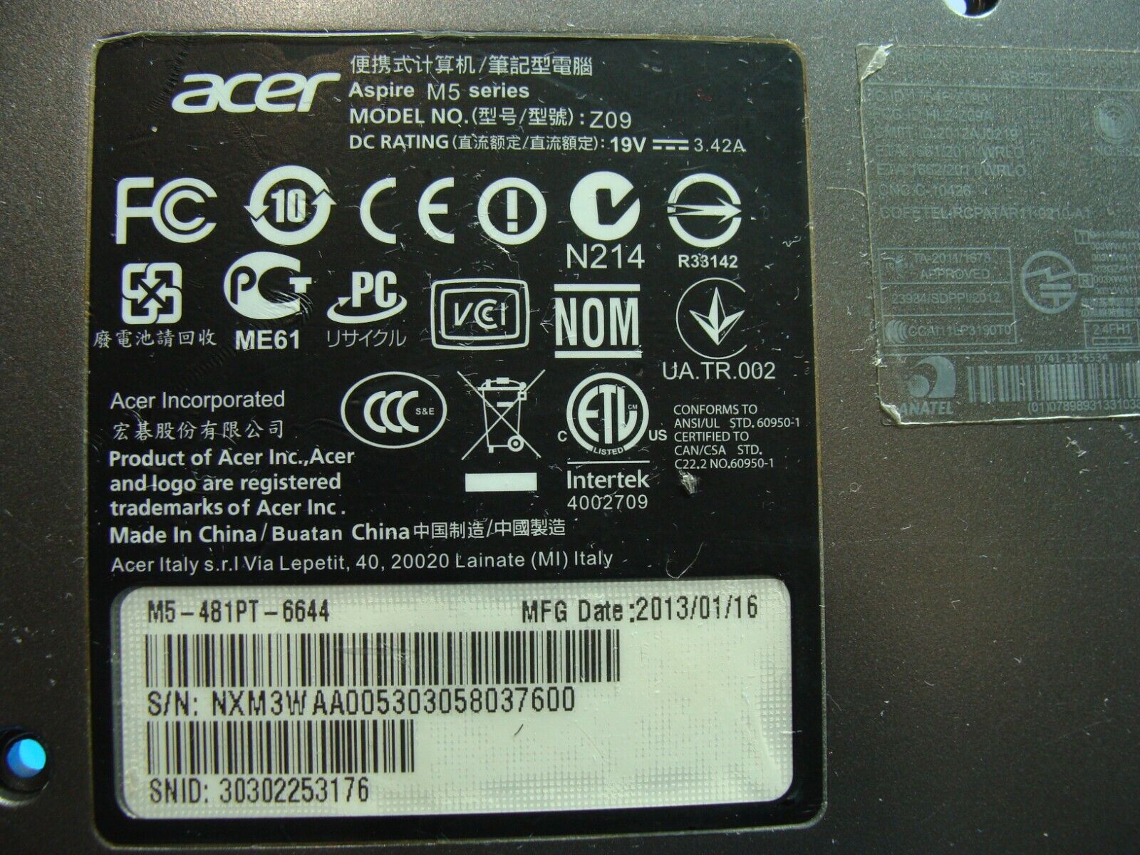 Acer Aspire M5-481PT-6644 14