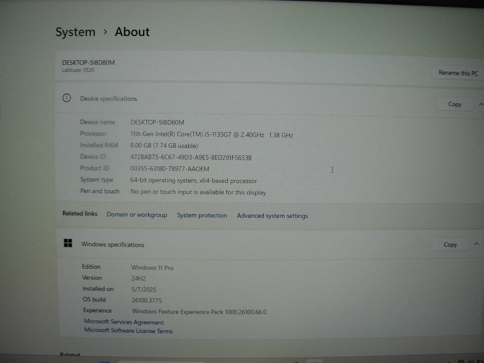 Dell Latitude 3520 15.6” FHD Intel Core i5-1135G7 2.4GHz 8GB 256GB SSD Charger - Tested Computer Laptop Parts