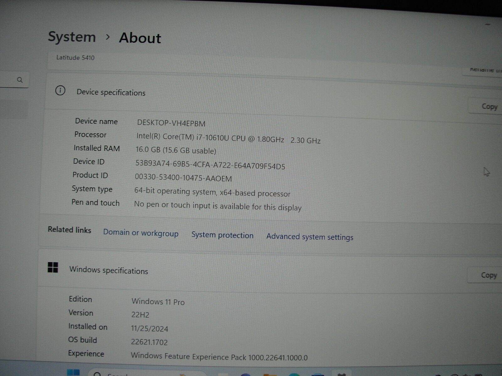 Dell Latitude 5410 HD Intel Core i7-10610U 1.8GHz 16GB 256GB SSD+ Charger - Tested Computer Laptop Parts