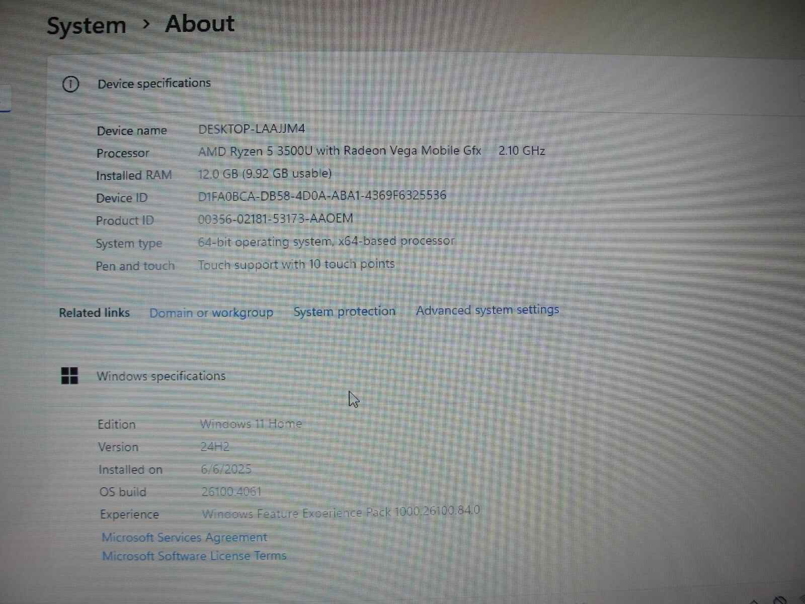 HP 15-ef0023dx 15.6”HD TOUCH AMD Ryzen 5 3500U 2.1GHz 12GB 256GB SSD+Charger - Tested Computer Laptop Parts