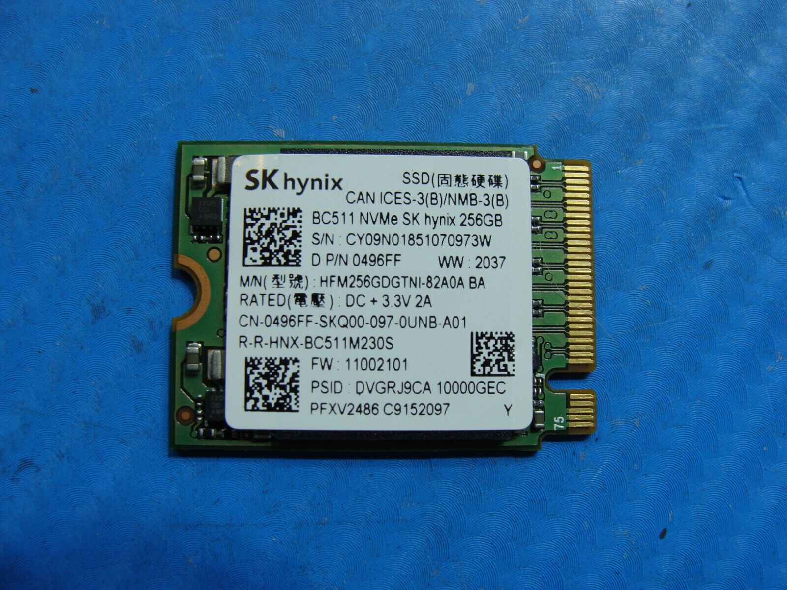 Dell 5310 SK Hynix 256GB NVMe M.2 SSD Solid State Drive HFM256GDGTNI-82A0A 496FF