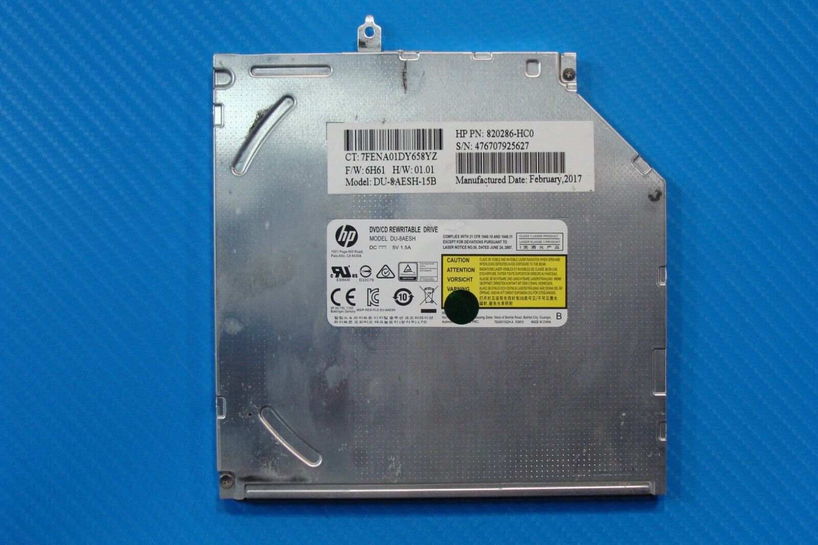 HP Omen 17.3” 17-w253dx Genuine DVD/CD Rewritable Drive DU-8AESH-15B 820286-HC0
