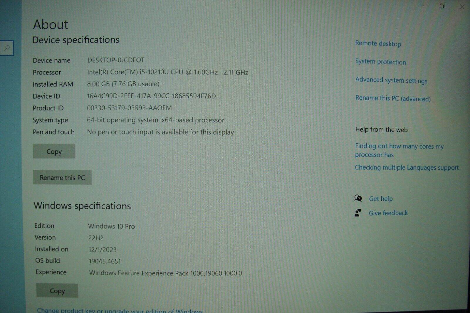 Lenovo ThinkPad T14s Gen1 Core i5-10210U 1.6GHz 8GB SSD 512GB+Original Charger - Tested Computer Laptop Parts