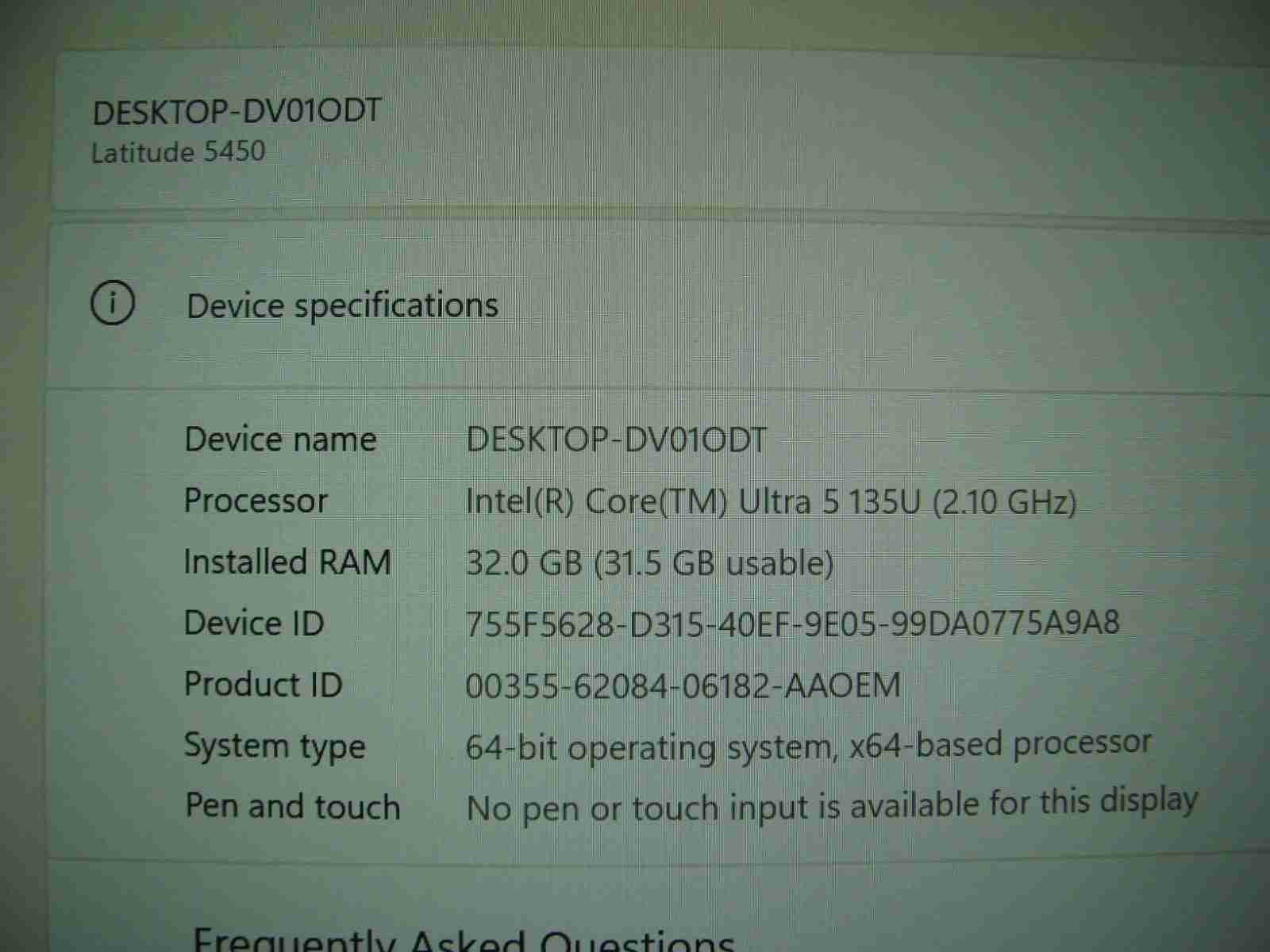 Dell Latitude 5450 14”FHD Ultra 5 135U 2.1GHz 32GB 256GB Win11 PRO Warranty 2028 - Tested Computer Laptop Parts