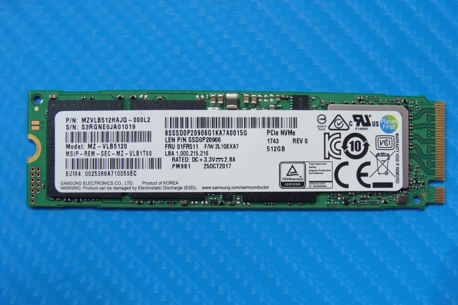 Lenovo 720-13IKB Samsung 512GB NVMe M.2 SSD Solid State Drive MZVLB512HAJQ-000L2