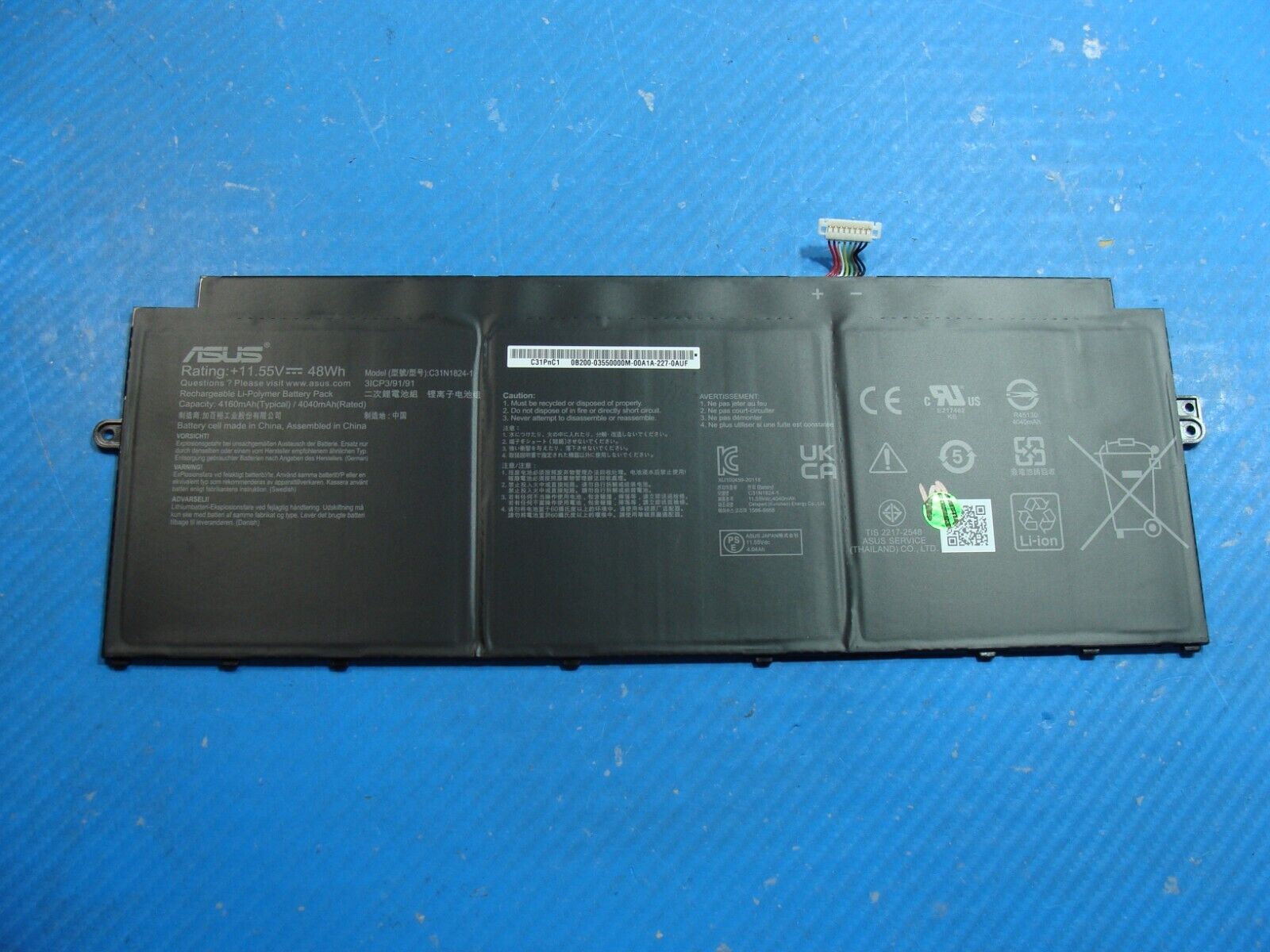 Asus ChromeBook Flip 14” C433TA-M364 OEM Battery 11.55V 48Wh 4160mAh C31N1824-1