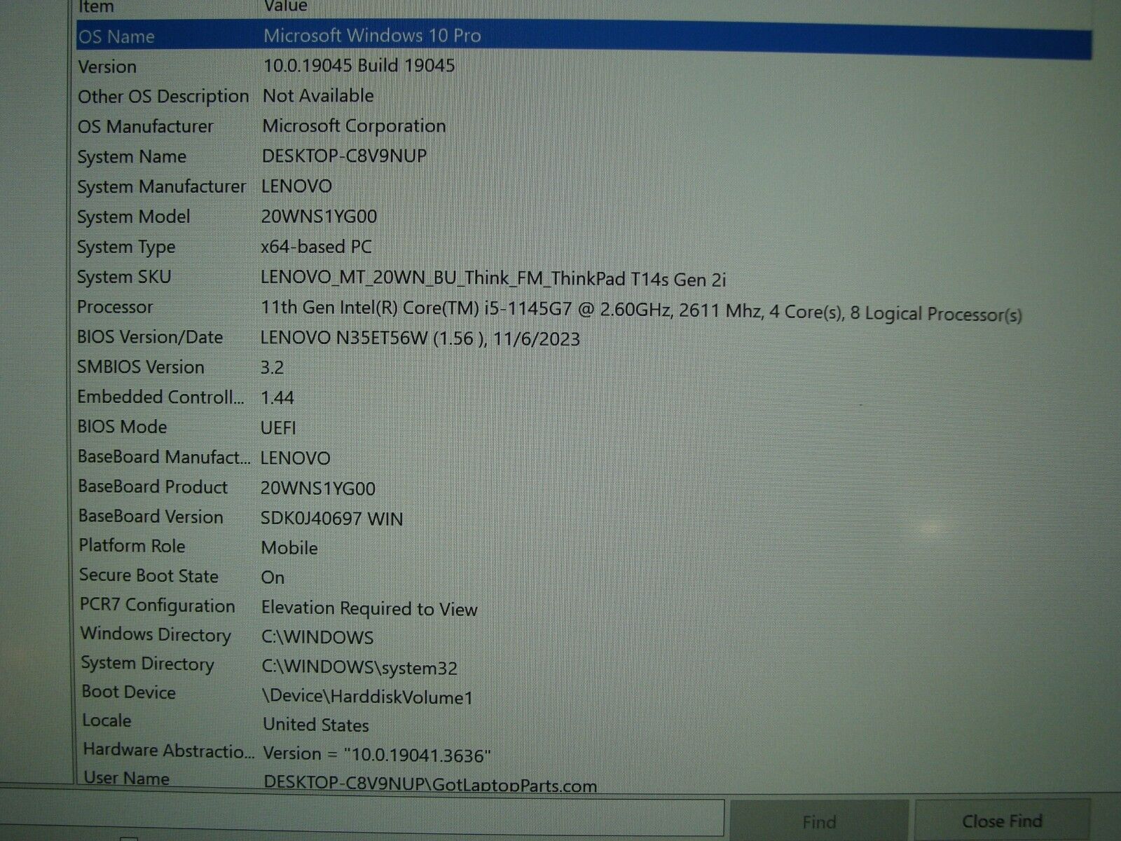 Lenovo ThinkPad T14s Gen2i FHD i5-1145G7 2.6GHZ 8GB 256GB SSD 10 cycles  WRTY/25