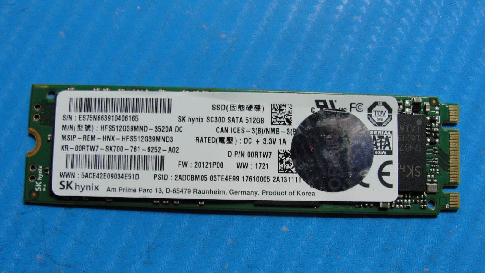 Dell E7470 SK Hynix 512GB M.2 SATA Solid State Drive HFS512G39MND-3520A 0RTW7 - Tested Computer Laptop Parts