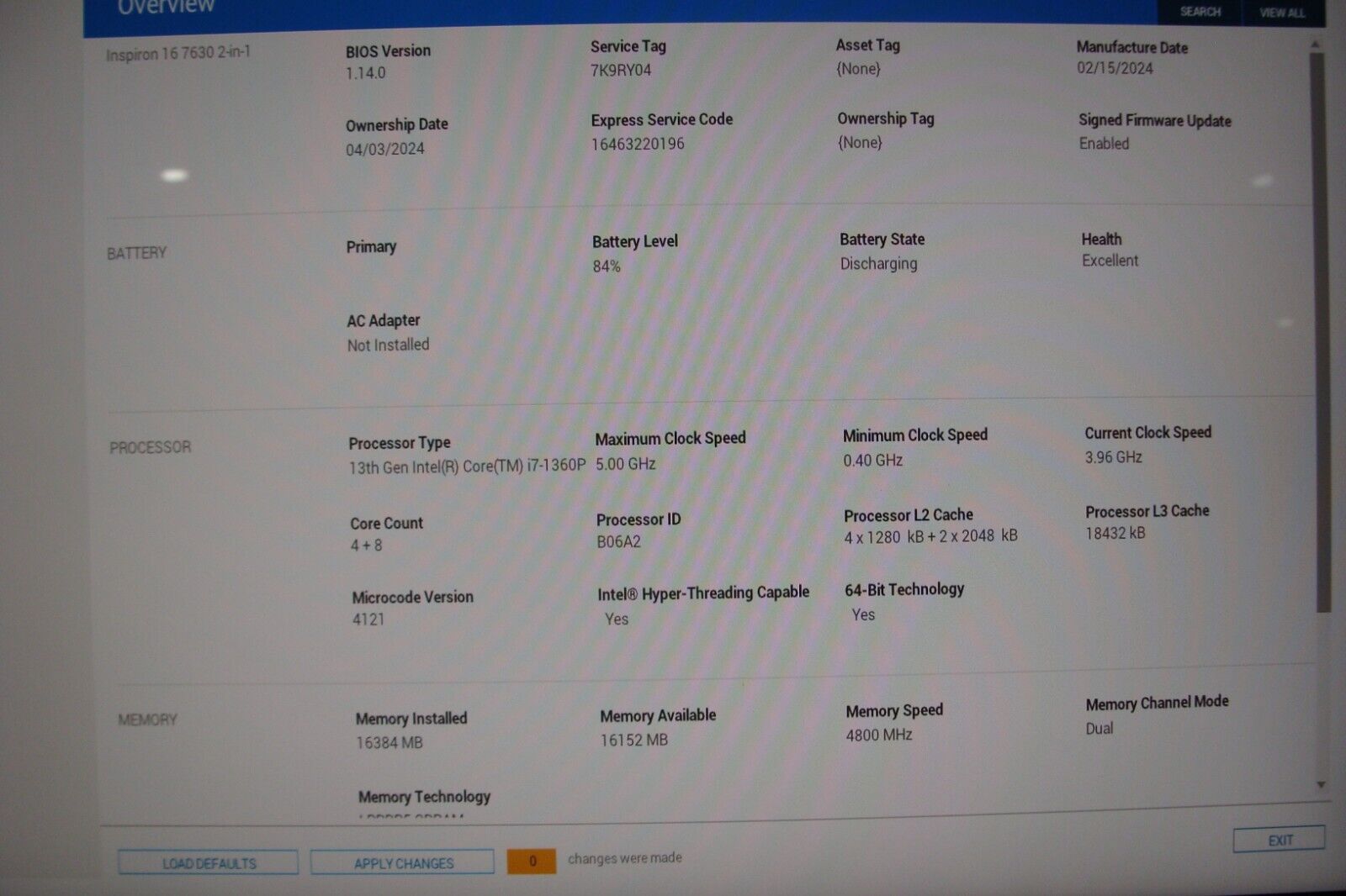 Dell INSPIRON 7630 2-IN-1 Touch 16