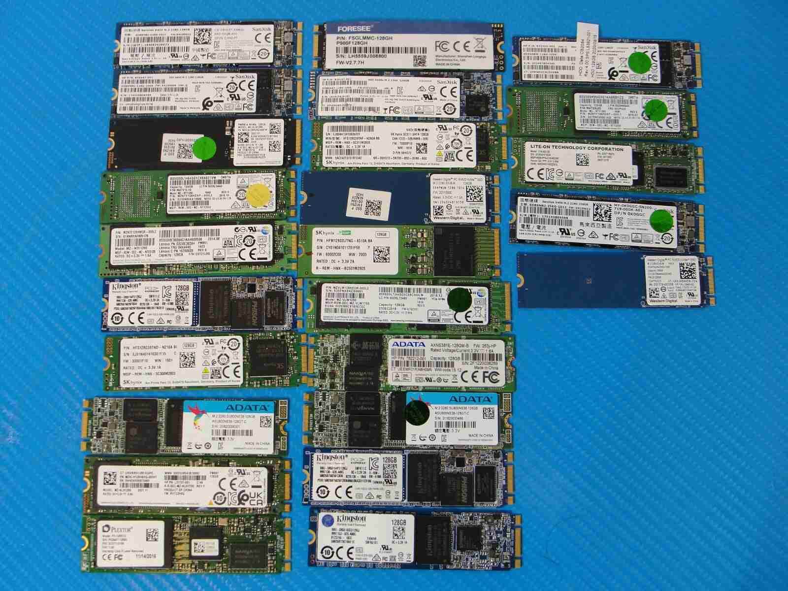 LOT of 25x Internal 128/256 GB PCIe NVMe M2 2280 Solid State Drive SSD MIX BRAND - Tested Computer Laptop Parts