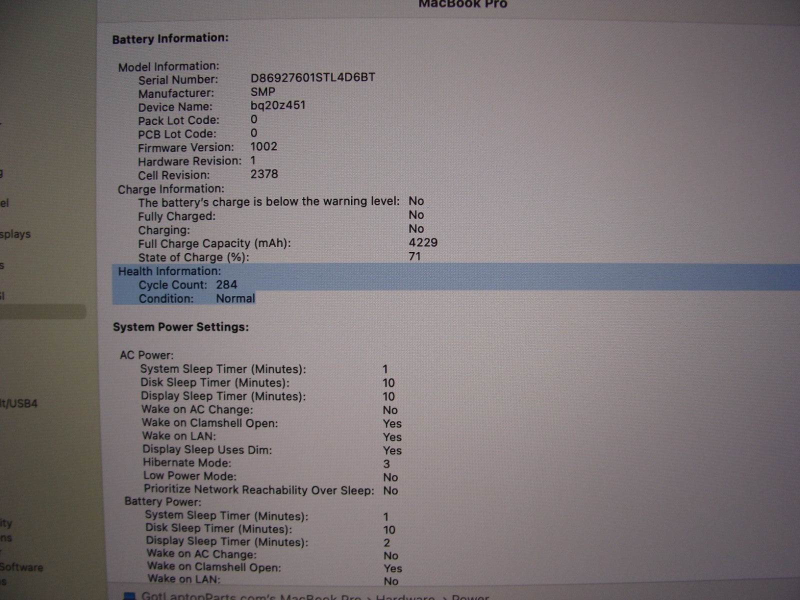 Apple MacBook Pro 13”(2019) A2159 i5-8257U 1.4GHz 16GB 256GB MUHN2LL/A 283cycles - Tested Computer Laptop Parts