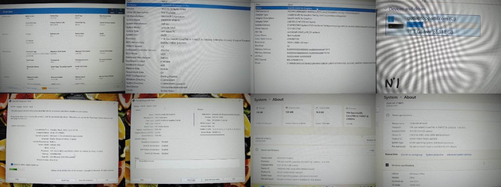 Dell Latitude 5420 14” FHD Intel Core i5-1145G7 2.6GHz 16GB 128GB SSD + Charger - Tested Computer Laptop Parts