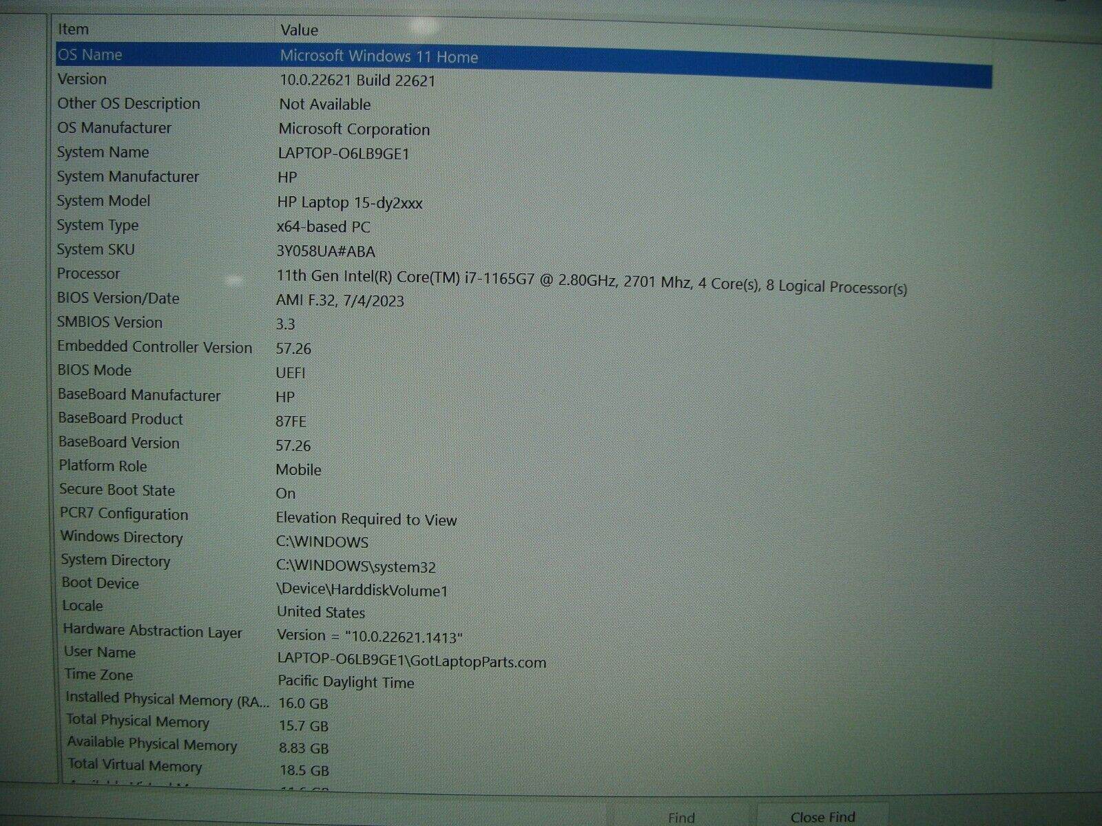 HP Laptop 15-dy2073dx Intel i7-1165G7 2.8GHz 16GB 512GB 100% Battery +Charger - Tested Computer Laptop Parts